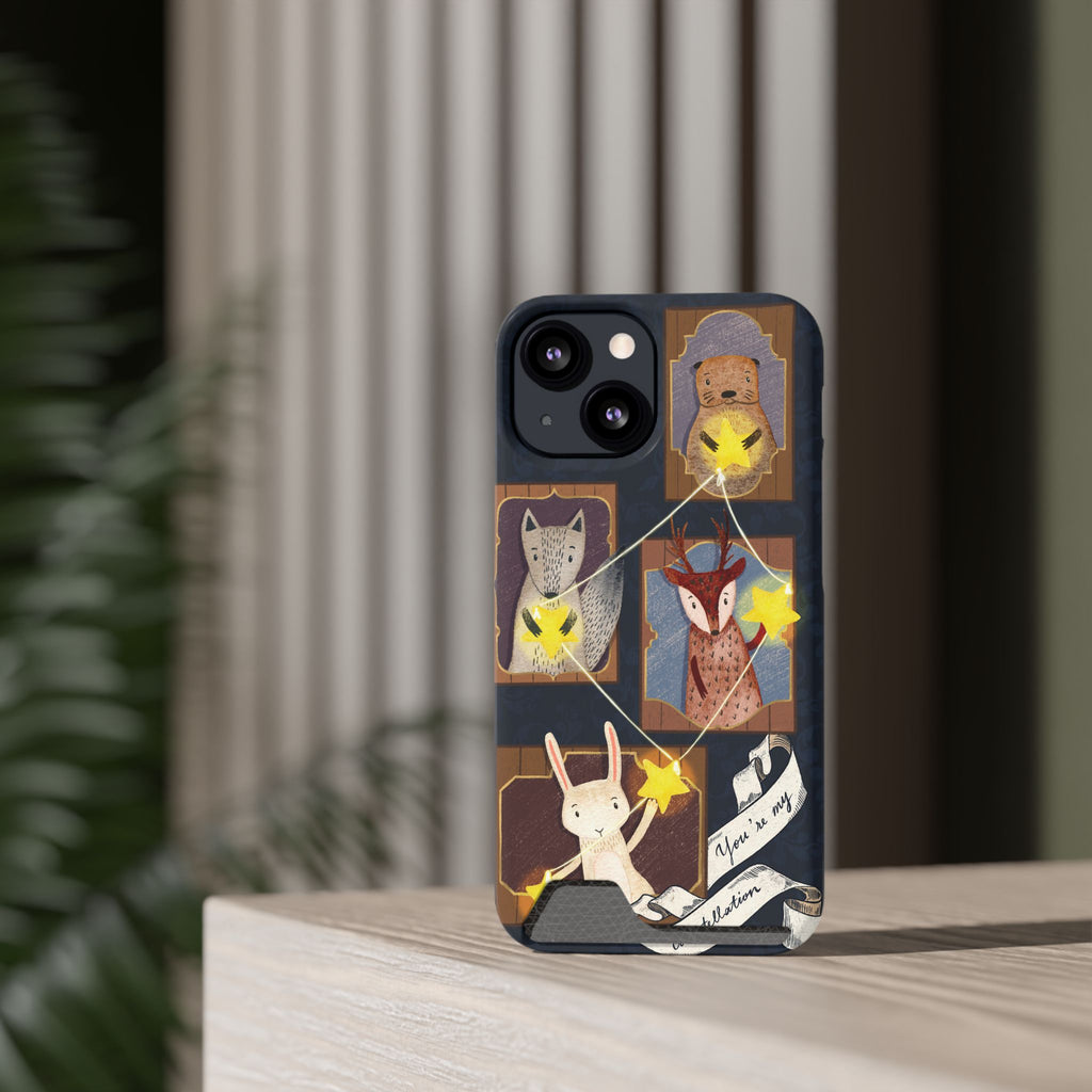 Whimsical Animal Phone Case with Card Holder, Cute Animal Design, Card Storage Case, Ideal for Animal Lovers, Gift for Kids, Birthday
