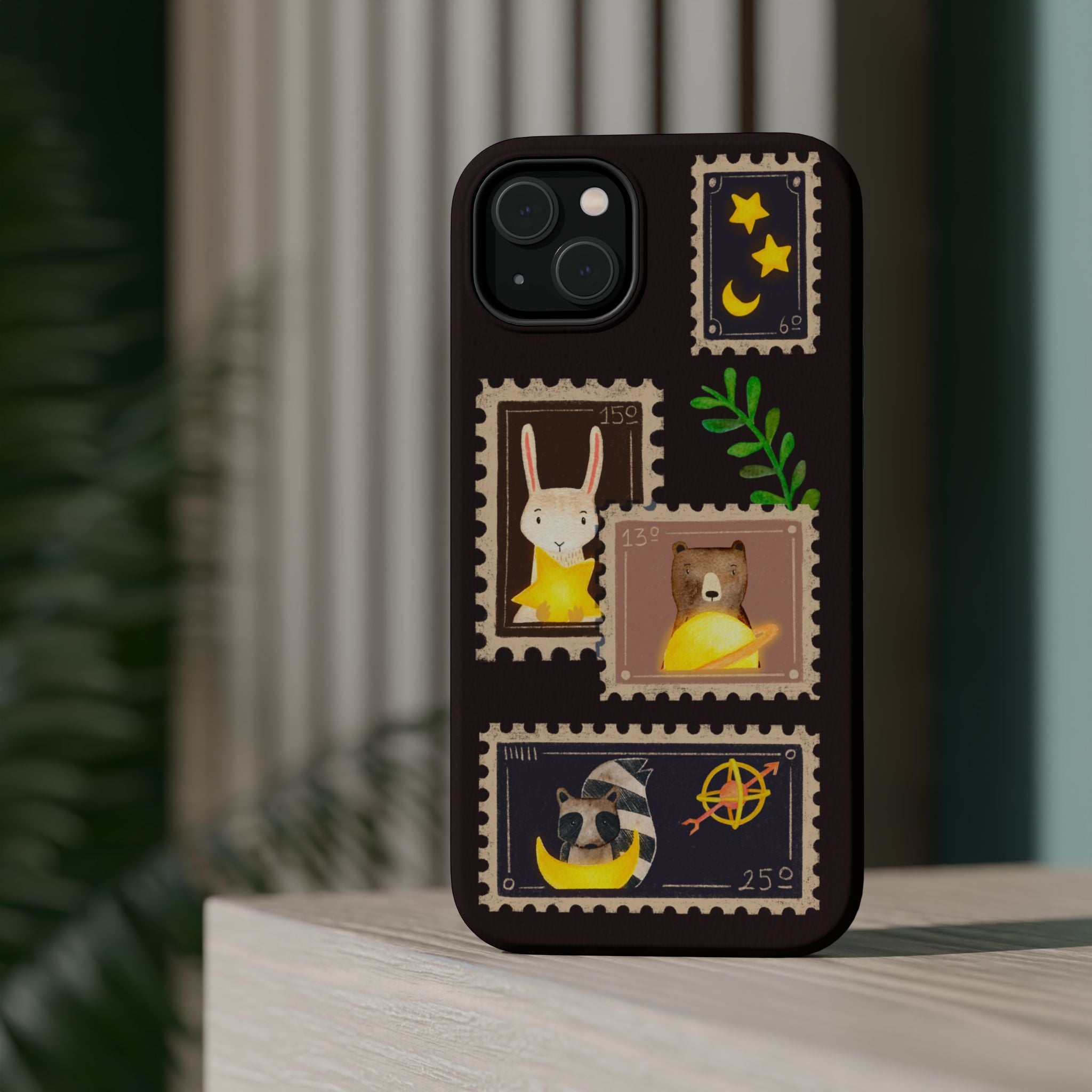 Cute Animal Stamp Phone Case, Quirky Gift for Animal Lovers, Personalized Case for Holidays, Unique Phone Accessory