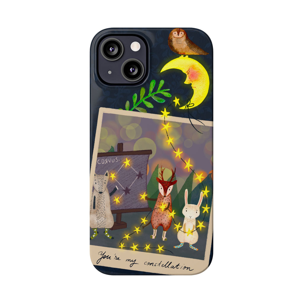 Constellation Friends iPhone Case, Starlit Woodland Photo Cover, Cute Gift for Birthday, Kawaii Design, iPhone 7 8 X XR XS 11 12 13 14 15 16
