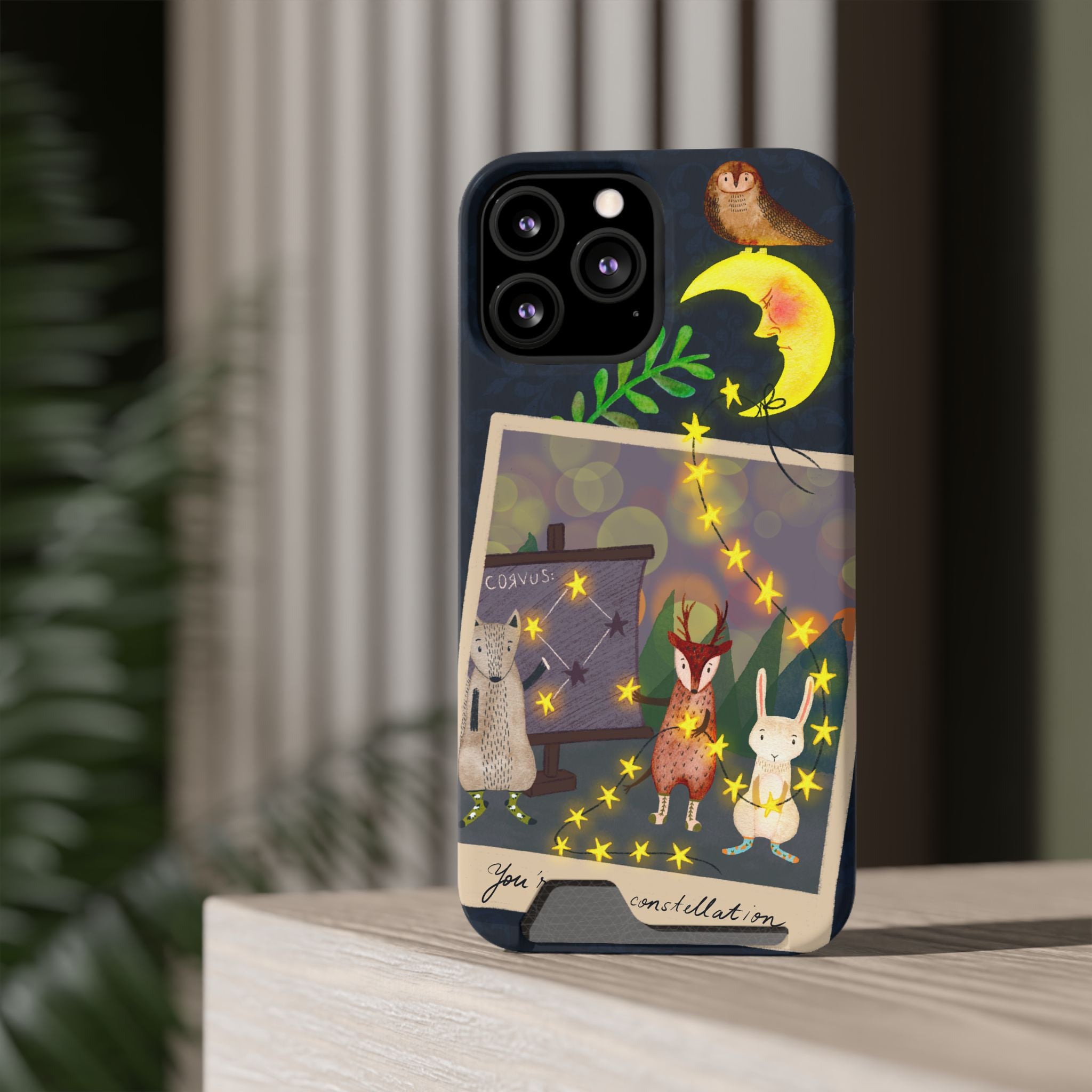 Woodland Astronomy Class Phone Case - Whimsical Forest Animals Learning Constellations - Cute iPhone 13/Samsung Case