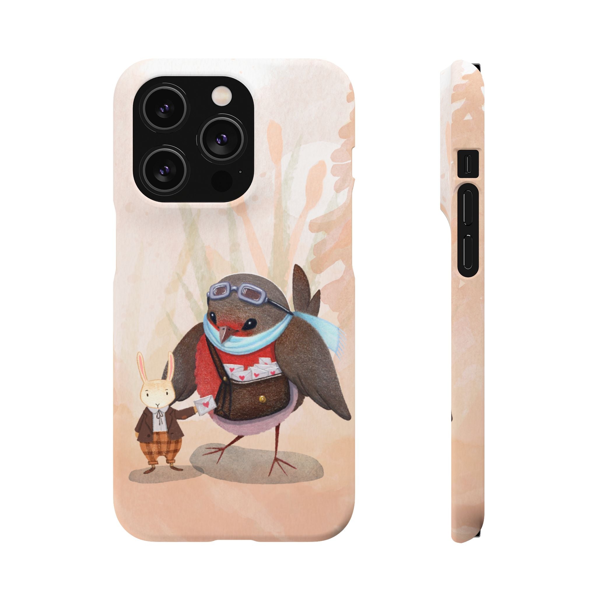 Whimsical Animal Snap Cases, Cute Phone Case, Handmade Bird and Bunny Design, Gift for Animal Lovers, Unique Smartphone Cover