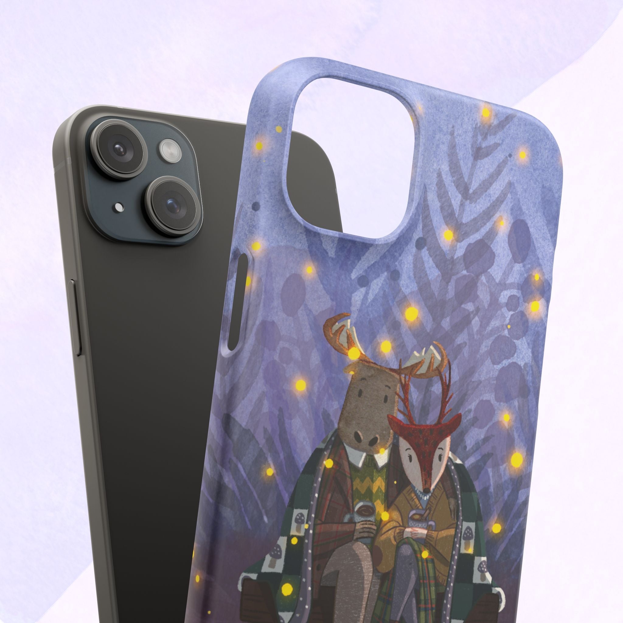 Whimsical Animal Lovers Snap Cases - Cozy Phone Protection, Gift for Nature Lovers, Holiday Decor, Cute Character Design, Animal Couple