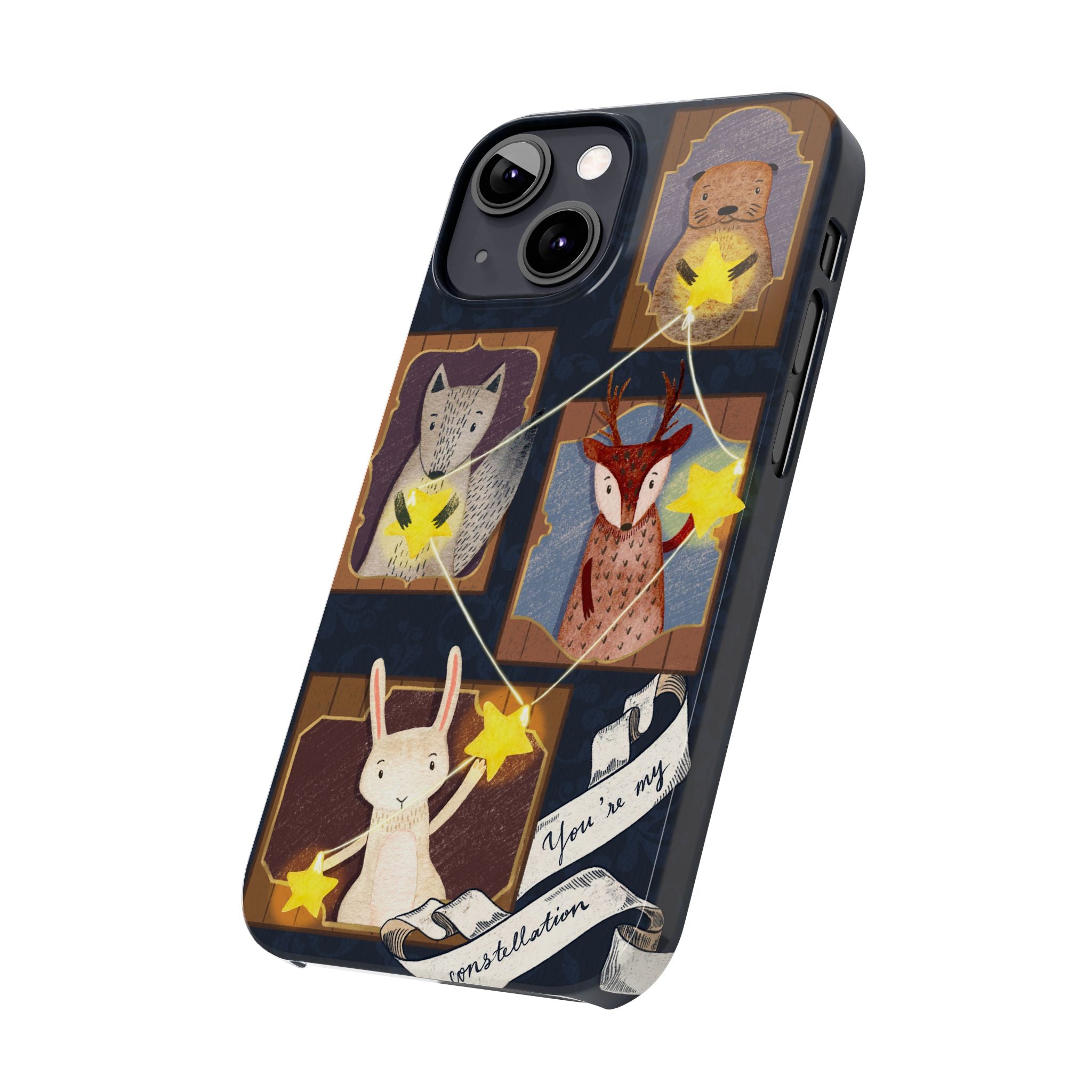 Constellation Friends Slim Case, Woodland Portrait iPhone Cover, Star Collector Design, Cute Kawaii Gift, Phone 8 9 X XR 11 12 13 14 15 16
