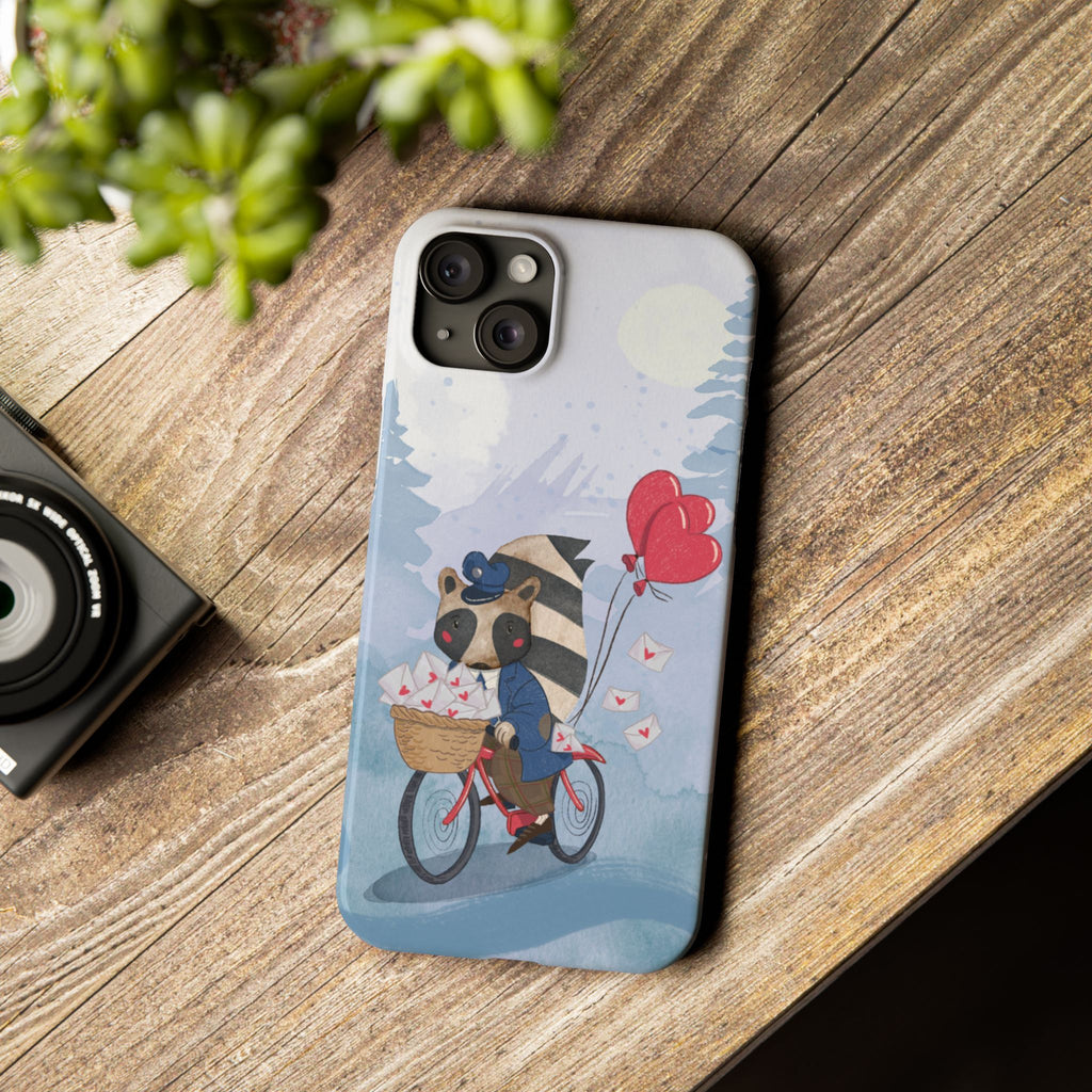 Whimsical Raccoon Slim Phone Case | Cute Animal Design | Perfect for Nature Lovers, Gifts, Birthdays, Valentines Day, Everyday Use