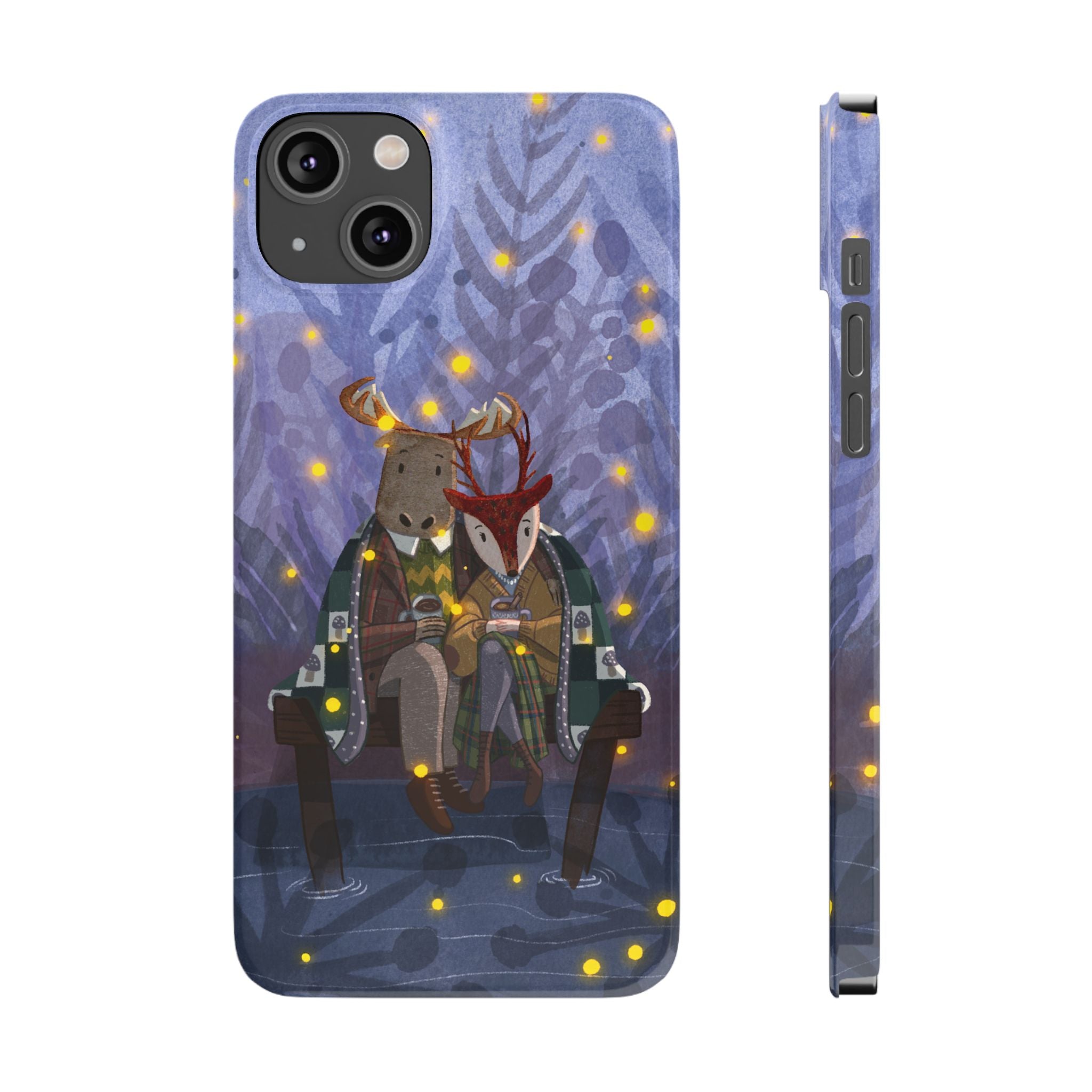 Whimsical Animal Love Slim Phone Cases, Cute Holiday Gifts, Cozy Home Decor, Nature Lover Accessories, Couples Gifts