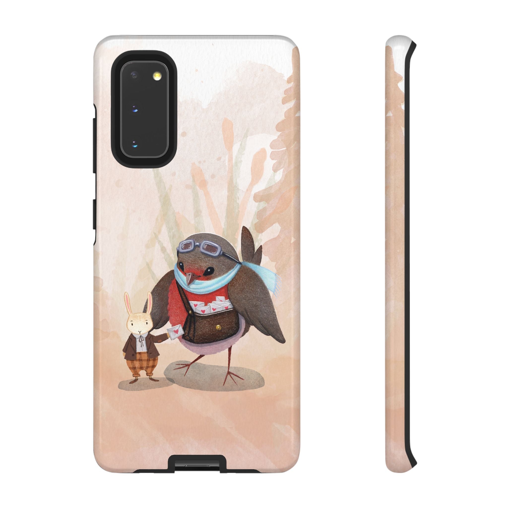 Whimsical Animal Phone Case, Cute Bird and Rabbit Design, Animal Lovers Gift, Nature-Themed Accessory, Eco-Friendly Tech Cover
