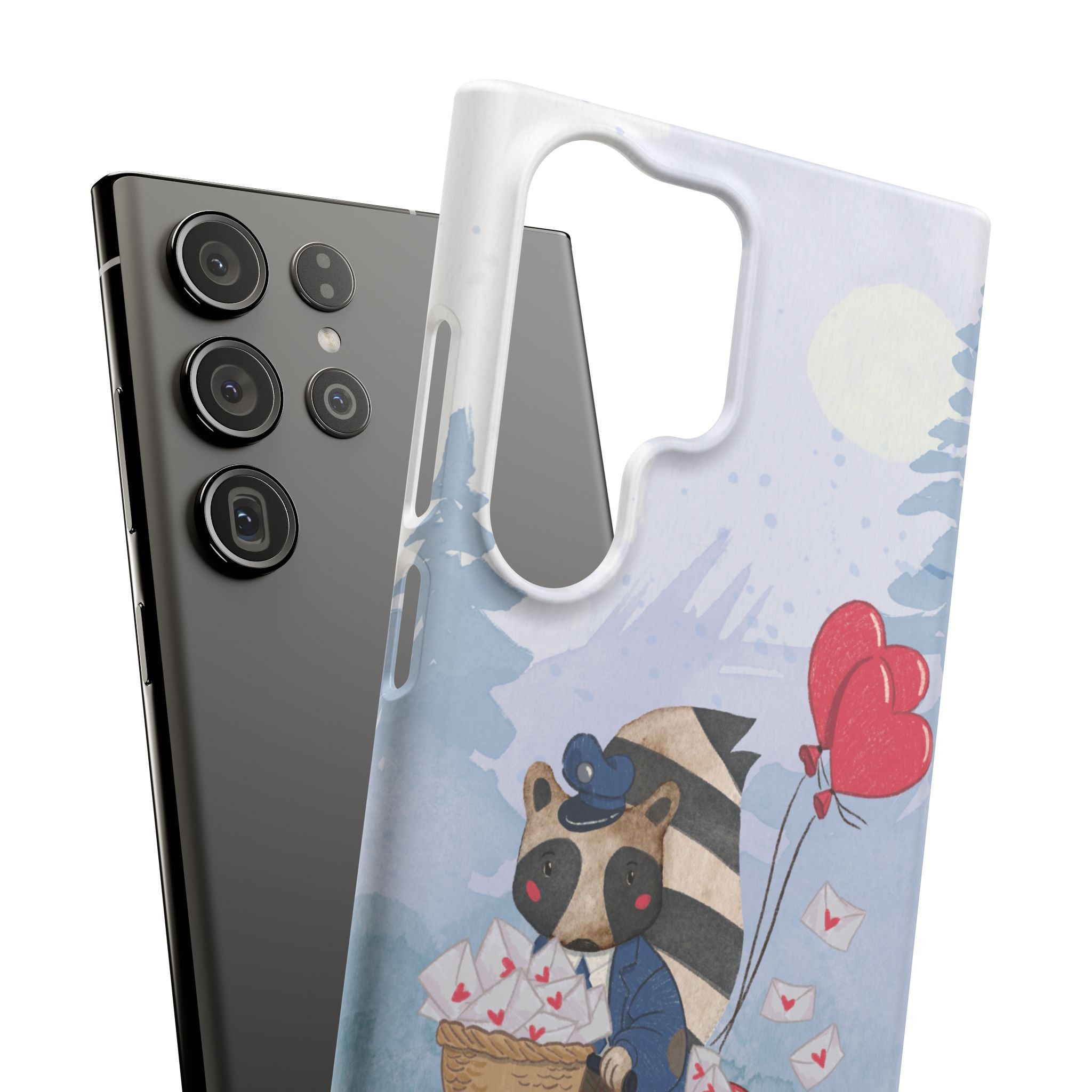 Whimsical Animal Snap Case with Love Balloons, Cute Phone Case, Valentine's Day Gift, Animal Lover Accessory, Creative Phone Cover
