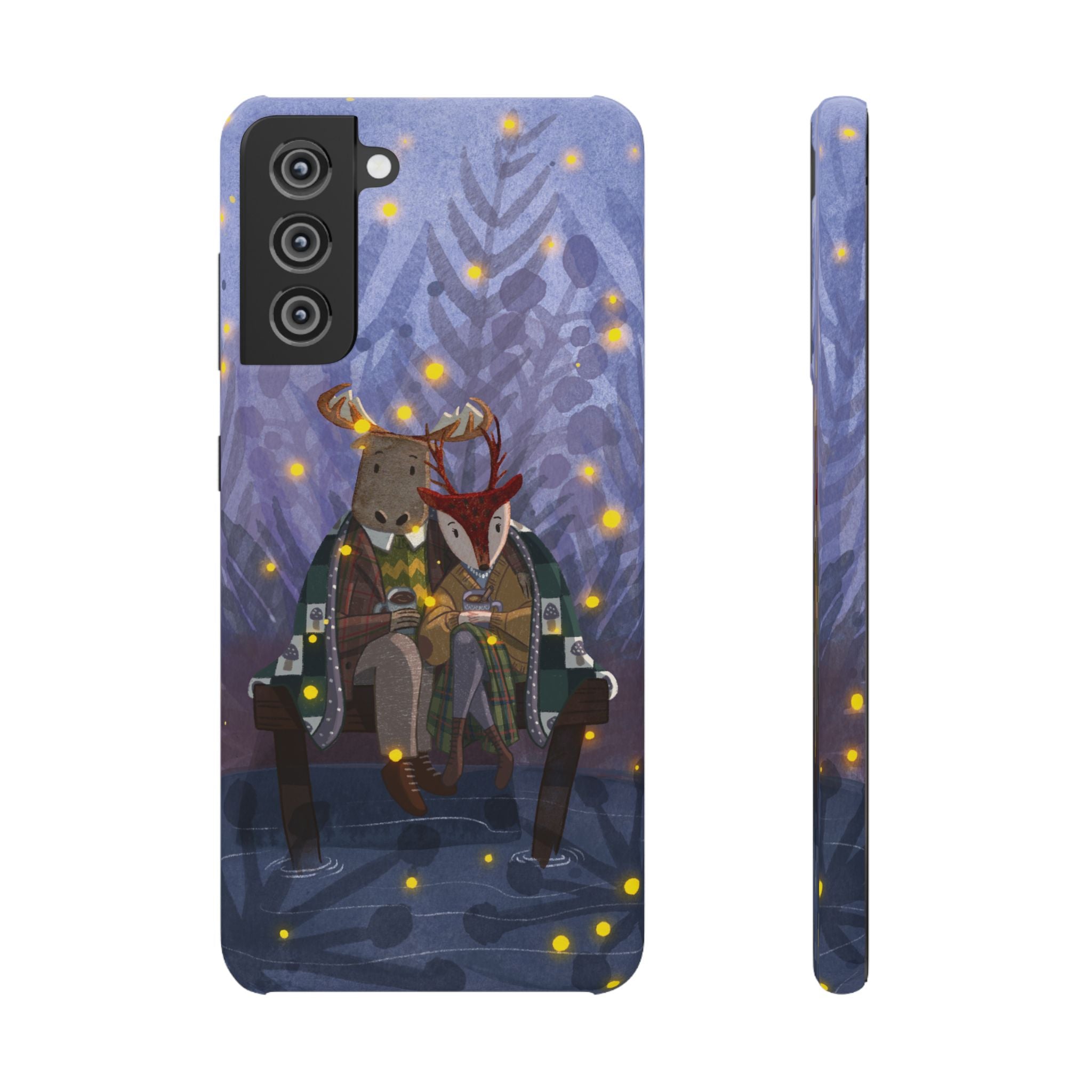 Whimsical Animal Lovers Snap Cases - Cozy Phone Protection, Gift for Nature Lovers, Holiday Decor, Cute Character Design, Animal Couple