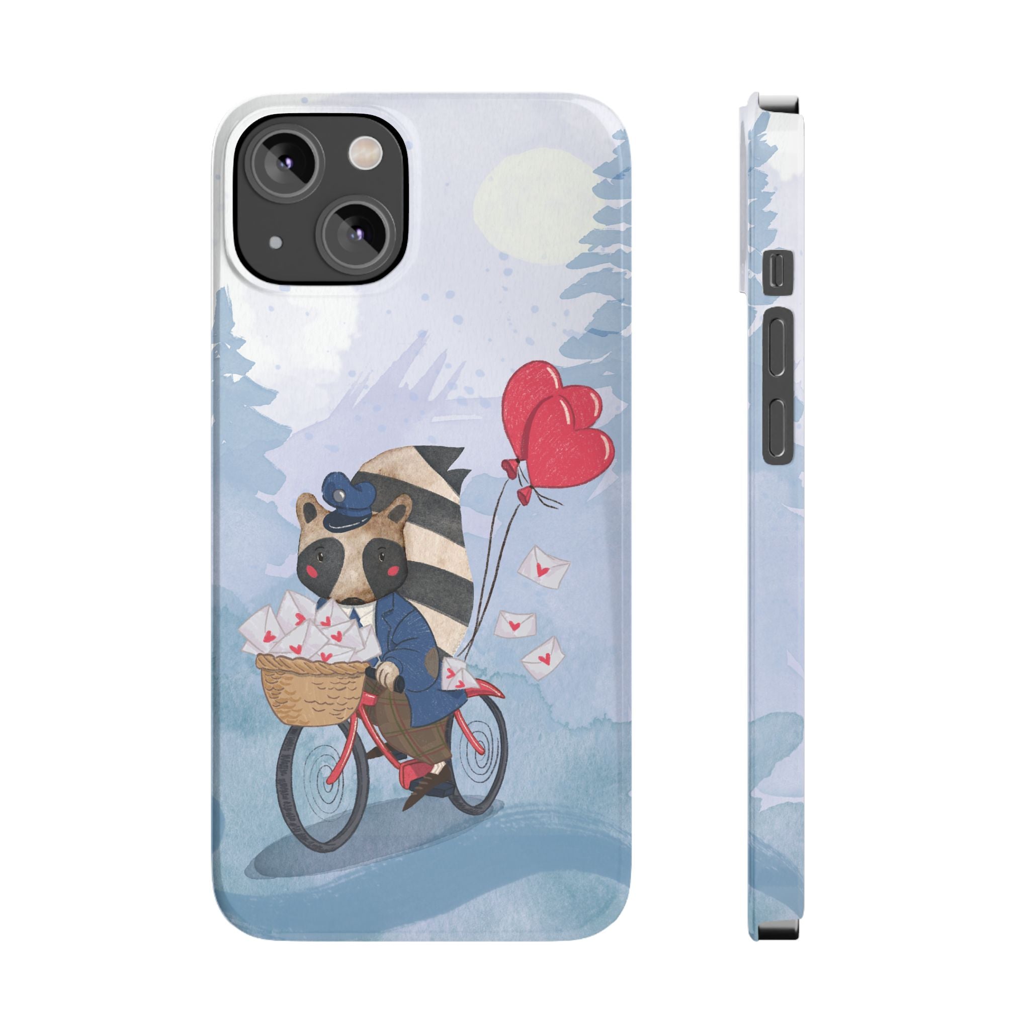 Whimsical Raccoon Slim Phone Case | Cute Animal Design | Perfect for Nature Lovers, Gifts, Birthdays, Valentines Day, Everyday Use