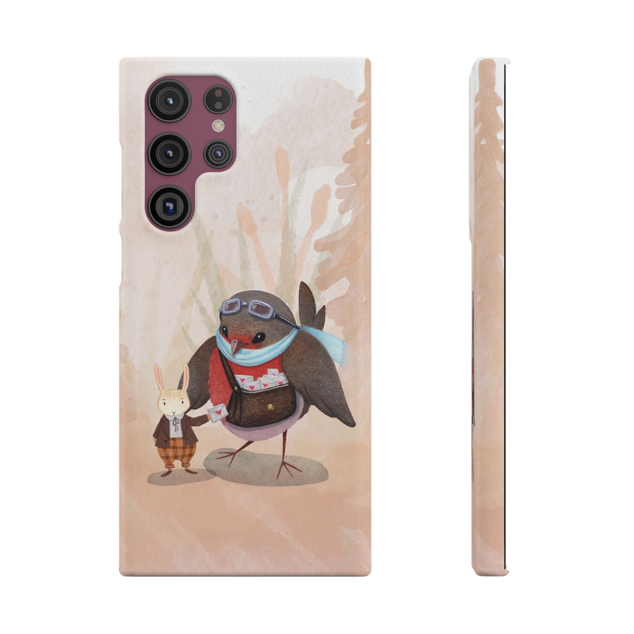 Whimsical Animal Snap Cases, Cute Phone Case, Handmade Bird and Bunny Design, Gift for Animal Lovers, Unique Smartphone Cover