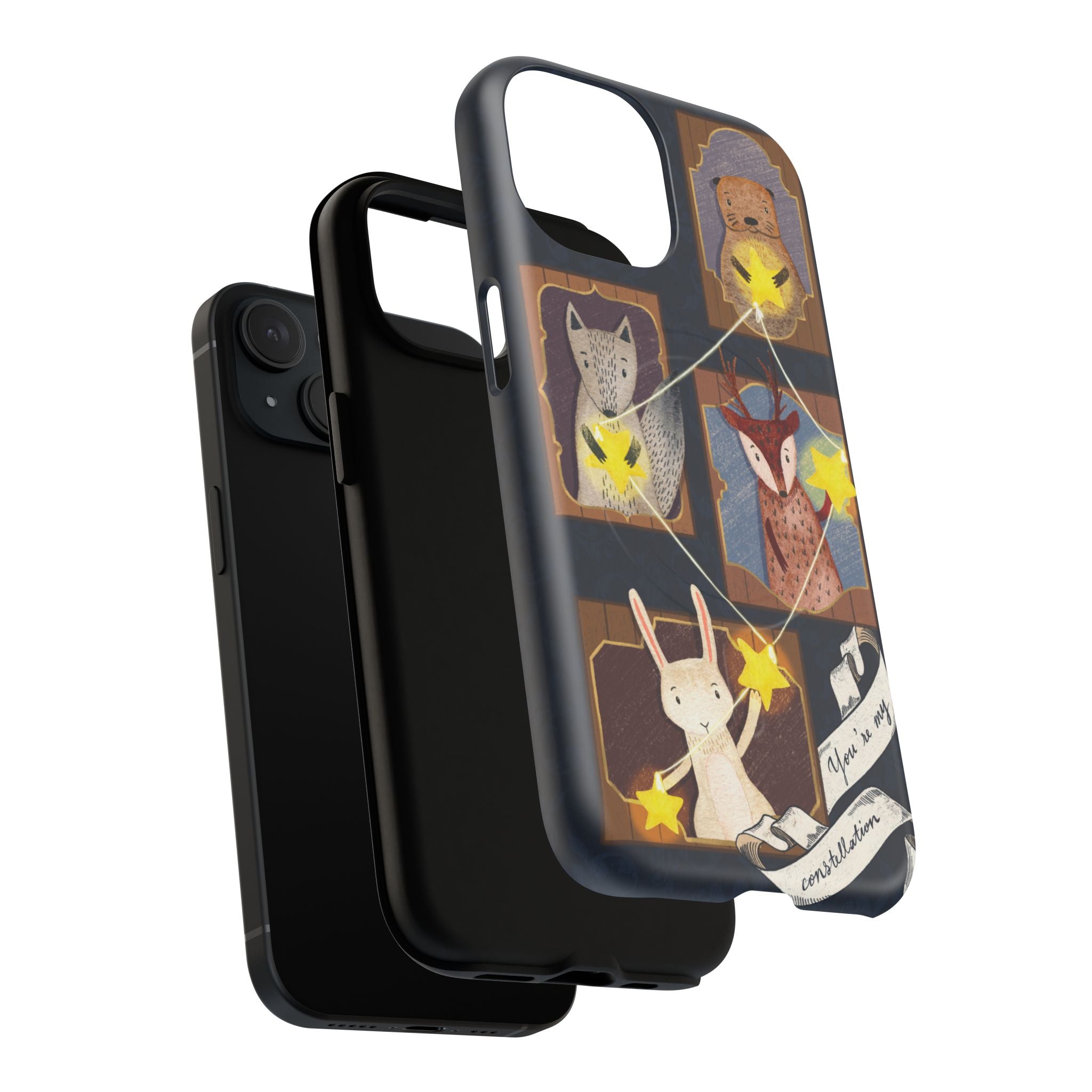 Celestial Animal Stars iPhone Case, Tough Magnetic Cover, Nature Theme, Unique Cute Animal Gifts, iPhone 14 15 16 pro max