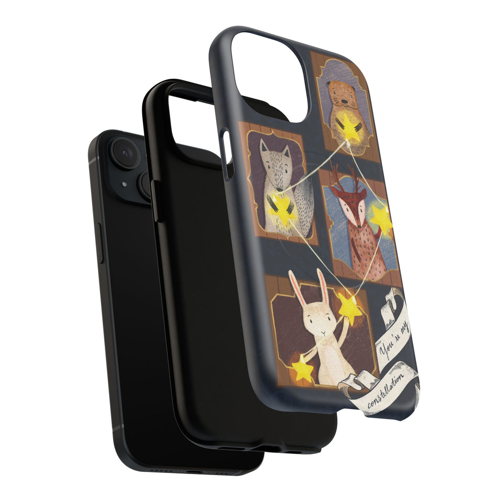 Celestial Animal Stars iPhone Case, Tough Magnetic Cover, Nature Theme, Unique Cute Animal Gifts, iPhone 14 15 16 pro max