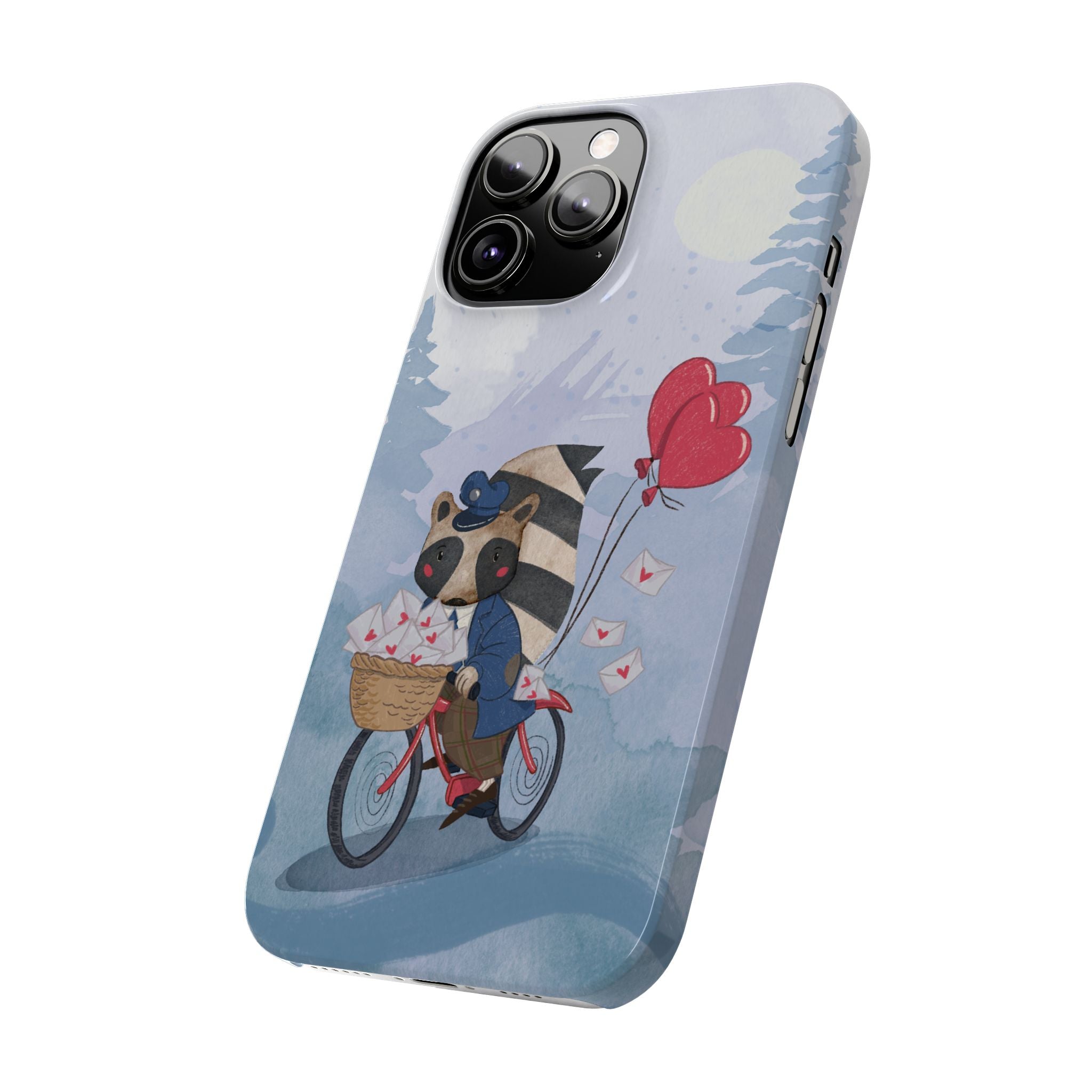 Whimsical Raccoon Slim Phone Case | Cute Animal Design | Perfect for Nature Lovers, Gifts, Birthdays, Valentines Day, Everyday Use