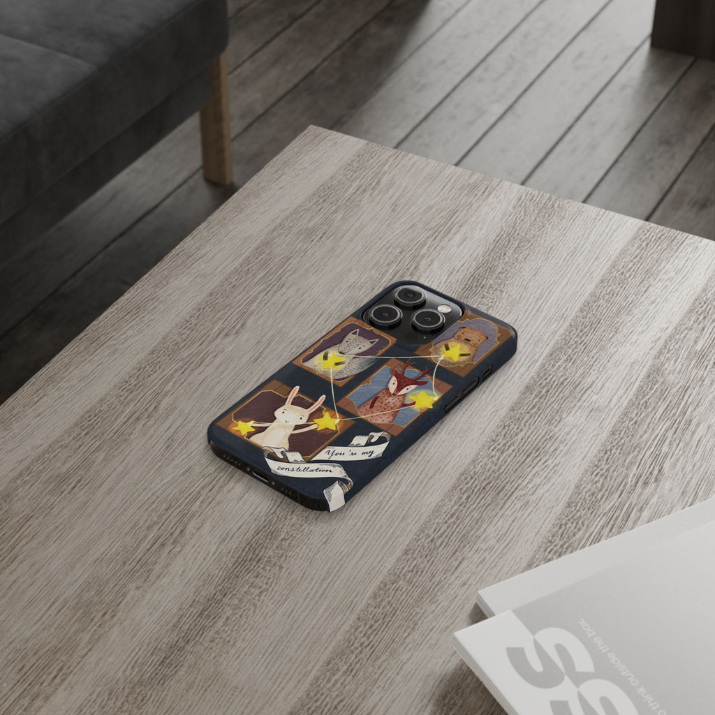 Constellation Friends Slim Case, Woodland Portrait iPhone Cover, Star Collector Design, Cute Kawaii Gift, Phone 8 9 X XR 11 12 13 14 15 16