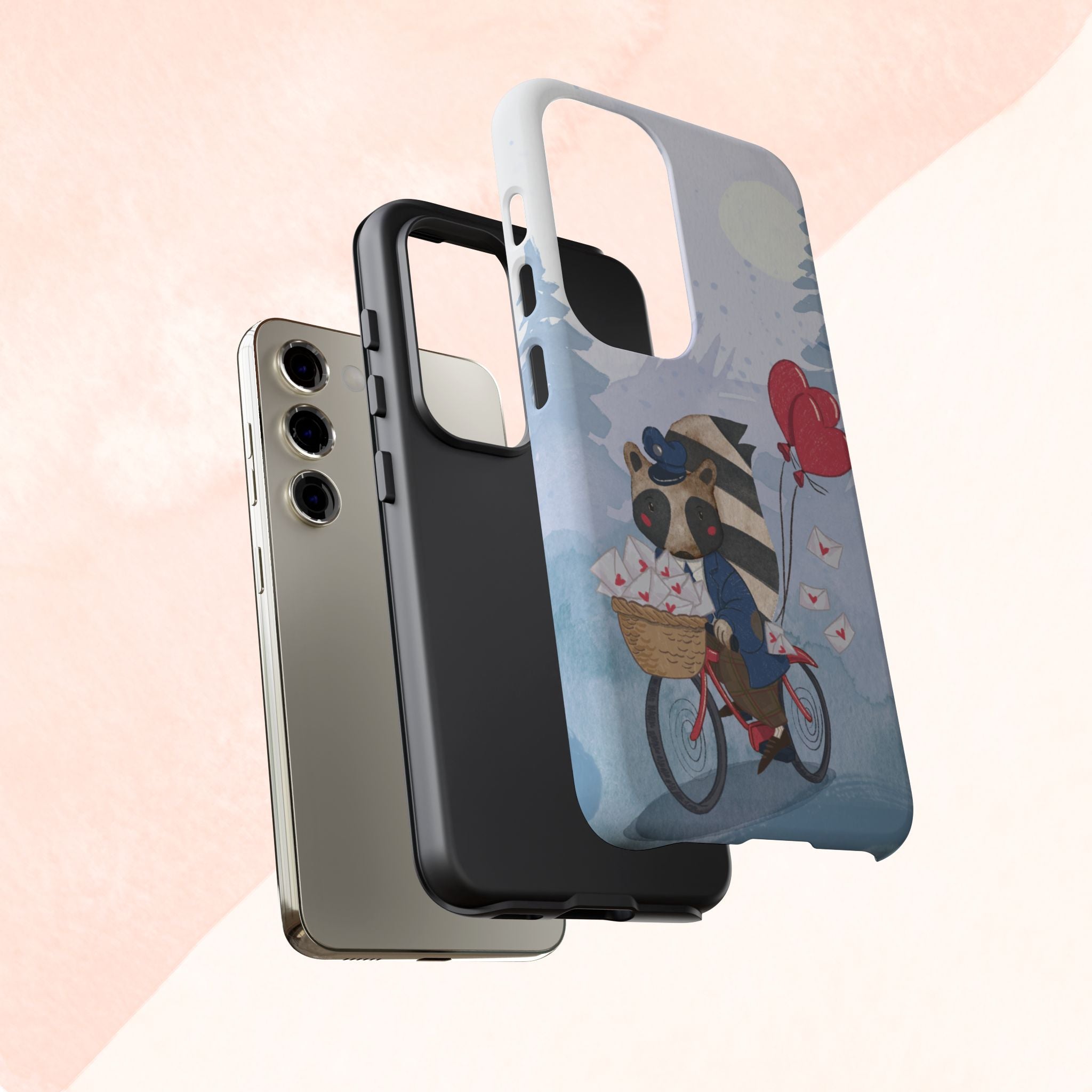 Cute Raccoon Phone Case, Tough Case for Animal Lovers, Valentine's Day Gift, Whimsical Phone Accessory, Gifts for Kids