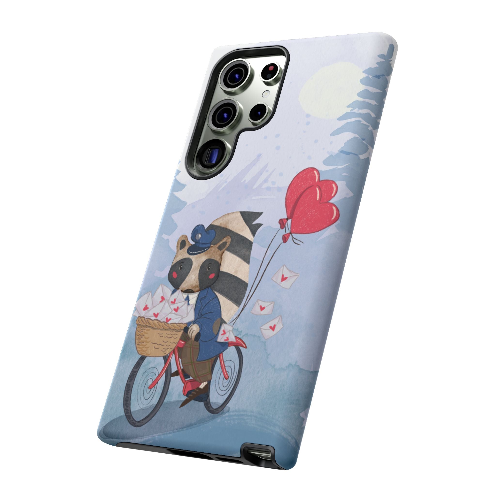 Cute Raccoon Phone Case, Tough Case for Animal Lovers, Valentine's Day Gift, Whimsical Phone Accessory, Gifts for Kids