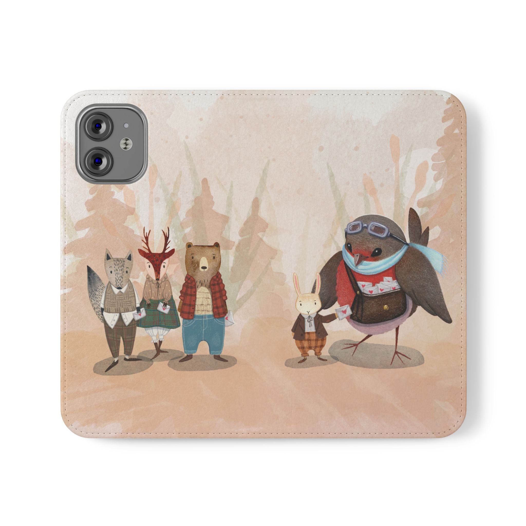 Whimsical Animal Flip Cases for Phones, Cute Woodland Creatures, Forest Friends Phone Cover, Animal Lover Gift, Phone Wallet