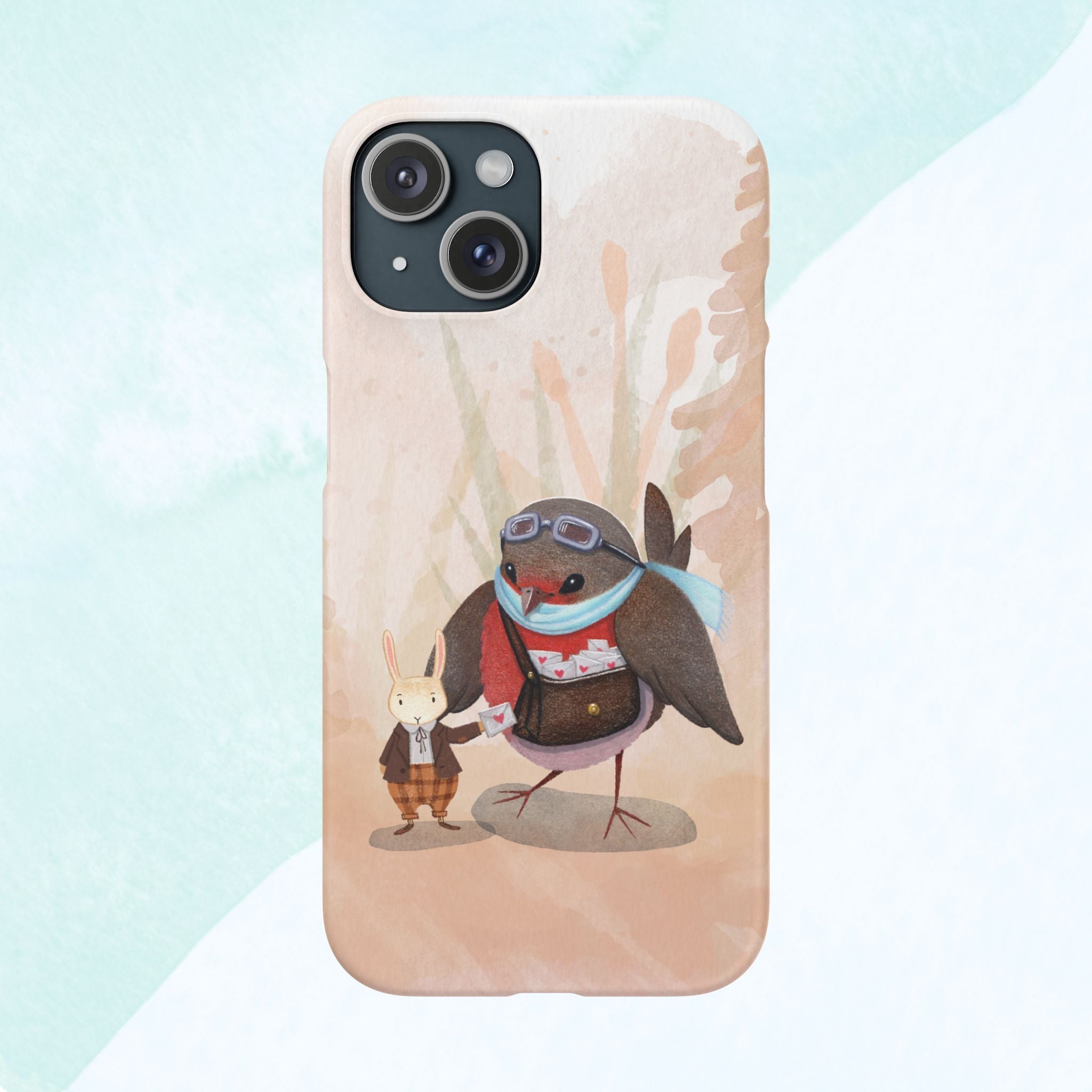 Whimsical Animal Snap Cases, Cute Phone Case, Handmade Bird and Bunny Design, Gift for Animal Lovers, Unique Smartphone Cover