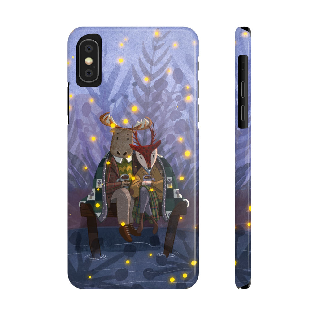 Whimsical Animal Love Slim Phone Cases, Cute Holiday Gifts, Cozy Home Decor, Nature Lover Accessories, Couples Gifts