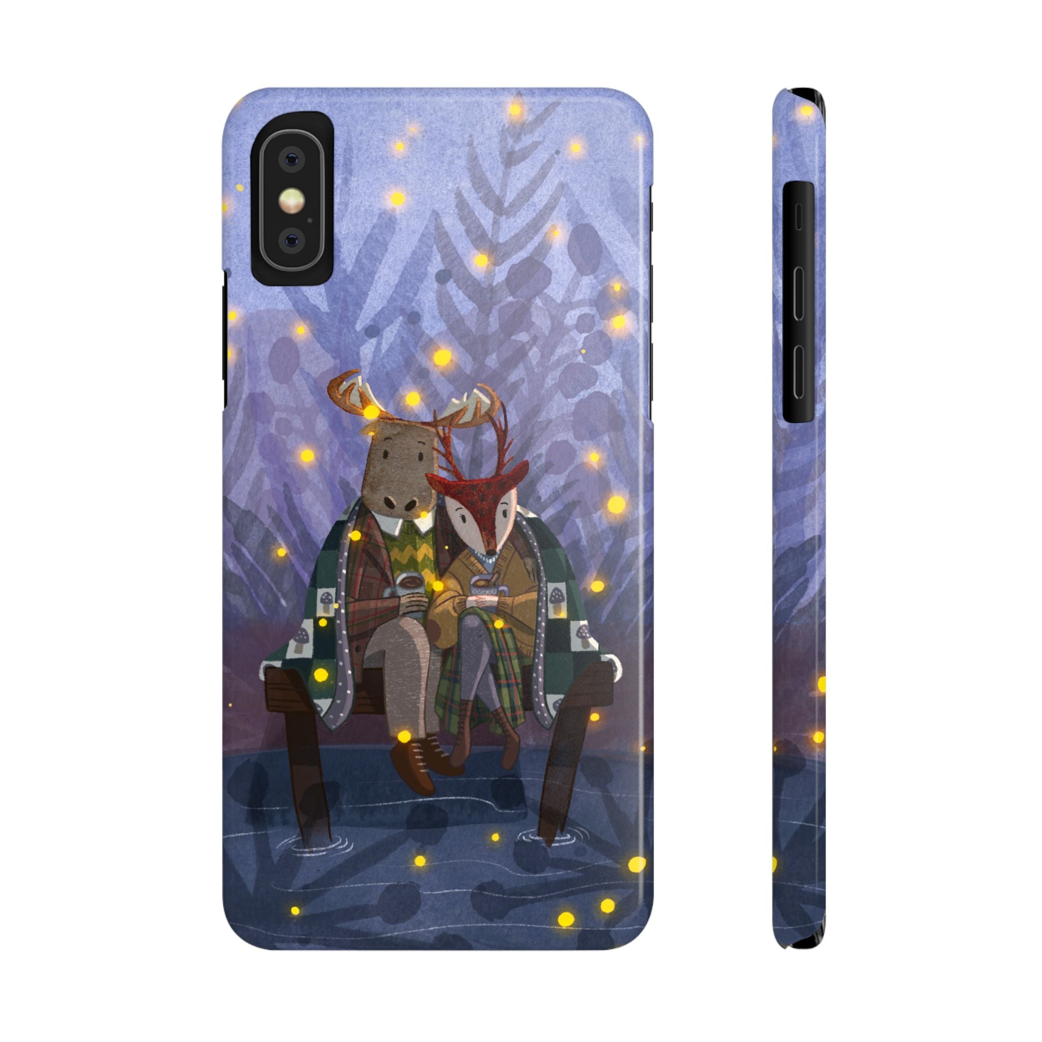 Whimsical Animal Love Slim Phone Cases, Cute Holiday Gifts, Cozy Home Decor, Nature Lover Accessories, Couples Gifts