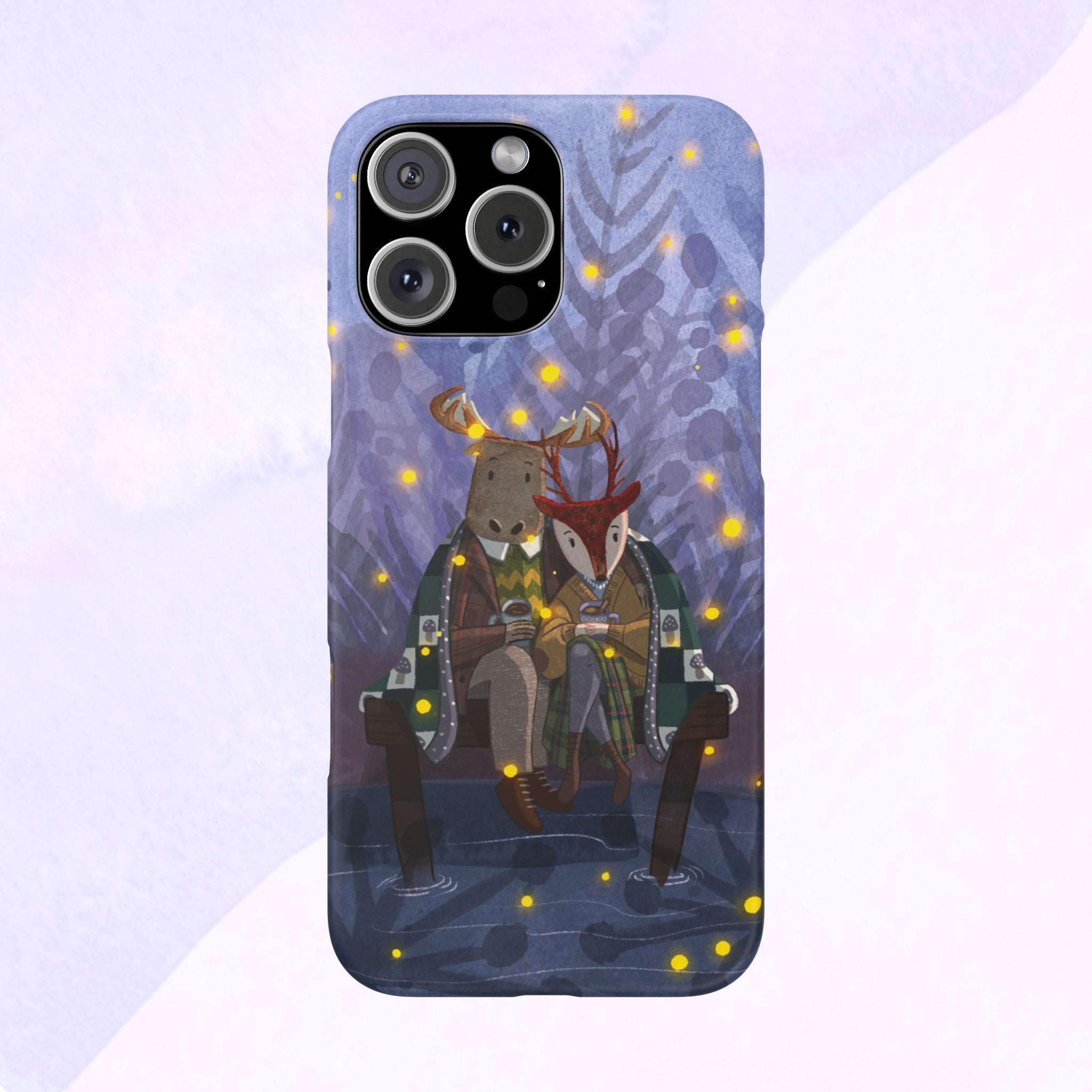 Whimsical Animal Lovers Snap Cases - Cozy Phone Protection, Gift for Nature Lovers, Holiday Decor, Cute Character Design, Animal Couple