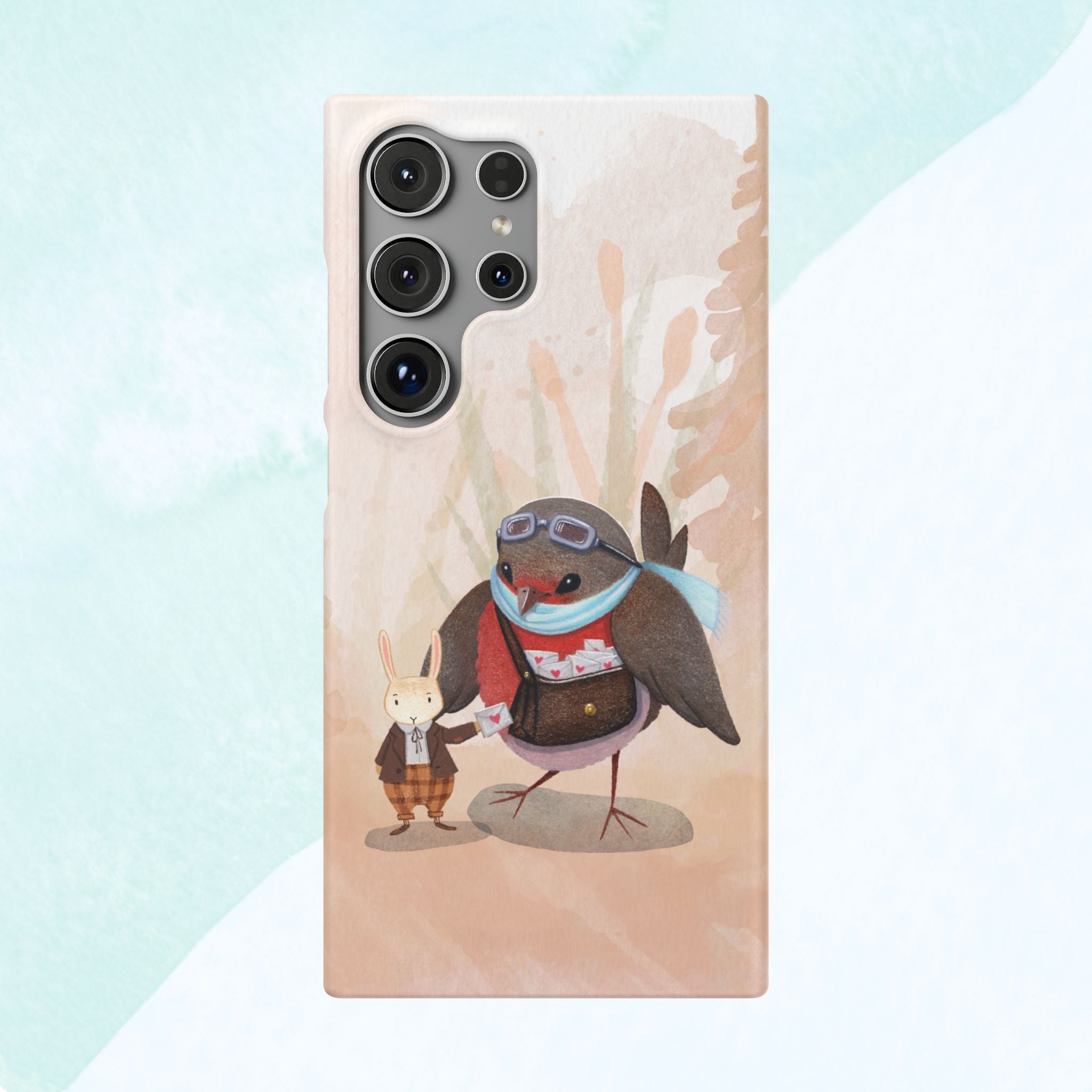 Whimsical Animal Snap Cases, Cute Phone Case, Handmade Bird and Bunny Design, Gift for Animal Lovers, Unique Smartphone Cover