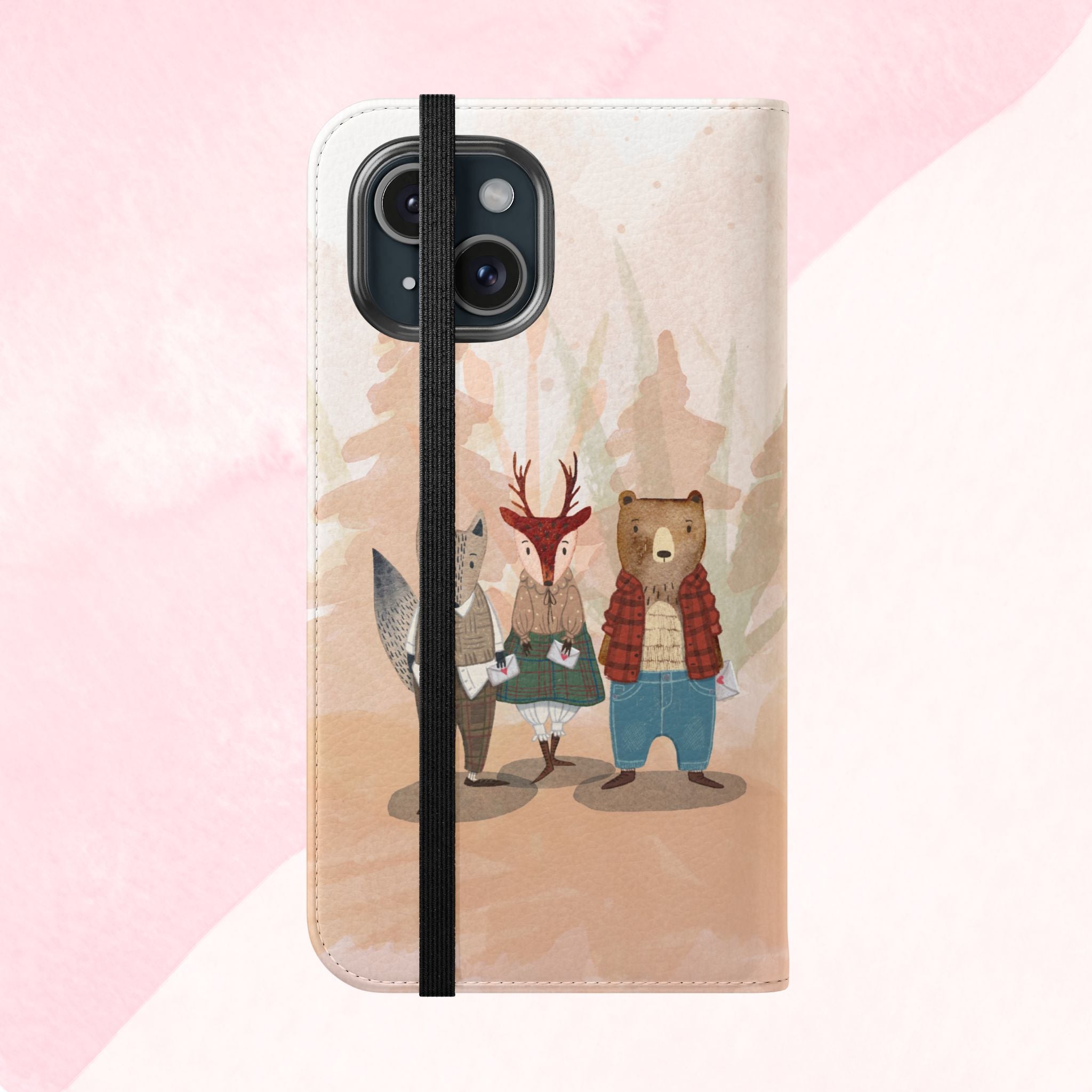 Whimsical Animal Flip Cases for Phones, Cute Woodland Creatures, Forest Friends Phone Cover, Animal Lover Gift, Phone Wallet