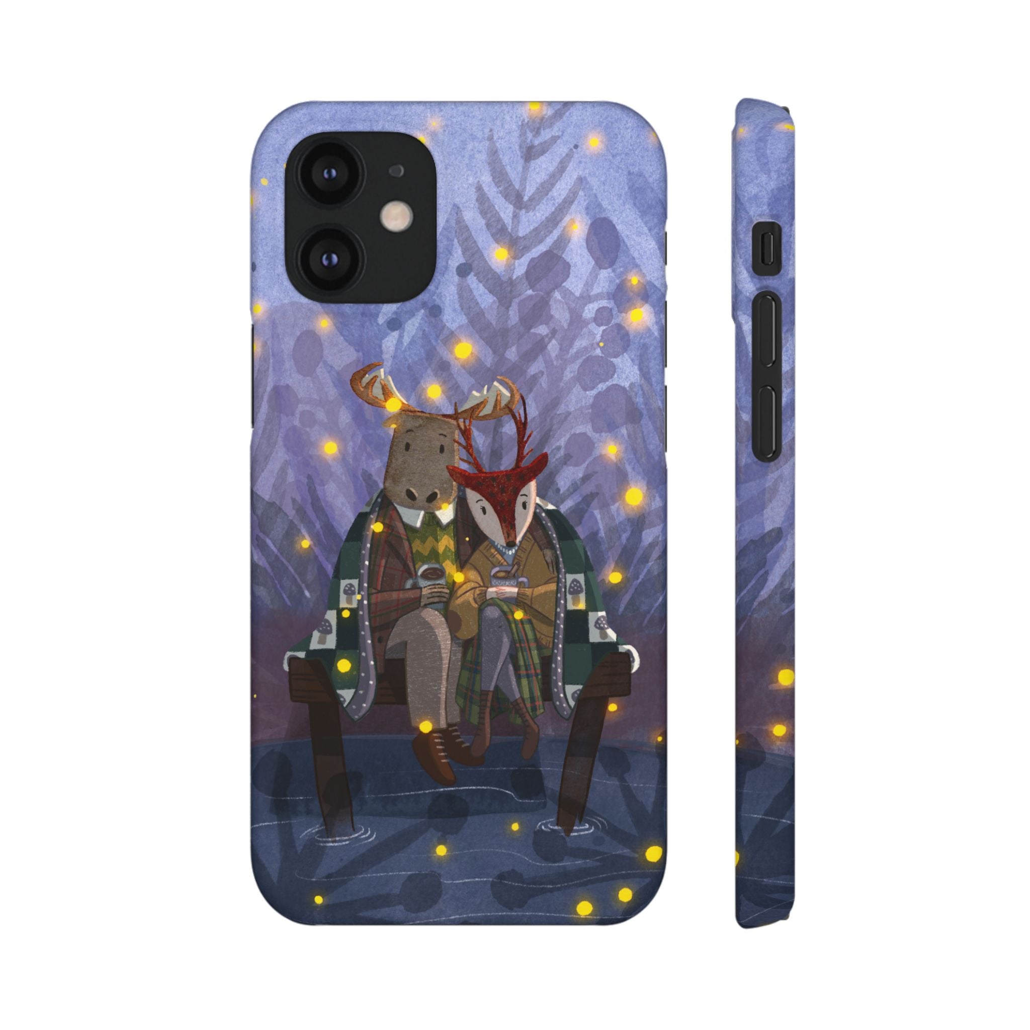 Whimsical Animal Lovers Snap Cases - Cozy Phone Protection, Gift for Nature Lovers, Holiday Decor, Cute Character Design, Animal Couple