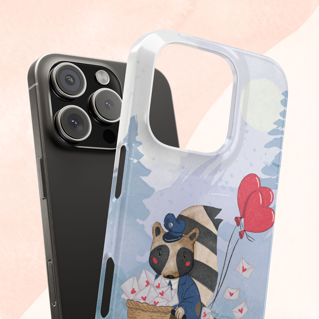 Whimsical Raccoon Slim Phone Case | Cute Animal Design | Perfect for Nature Lovers, Gifts, Birthdays, Valentines Day, Everyday Use