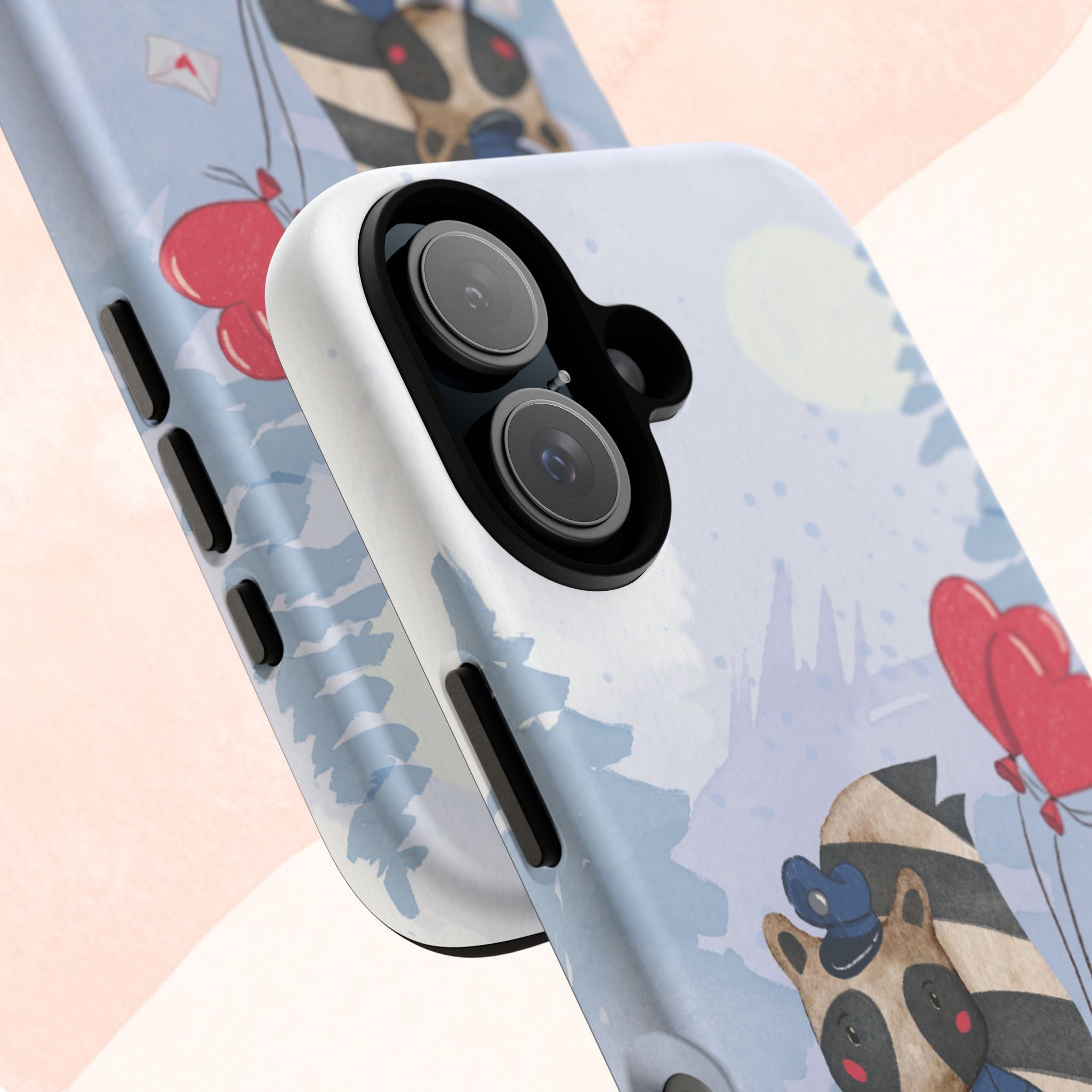 Cute Raccoon Phone Case, Tough Case for Animal Lovers, Valentine's Day Gift, Whimsical Phone Accessory, Gifts for Kids