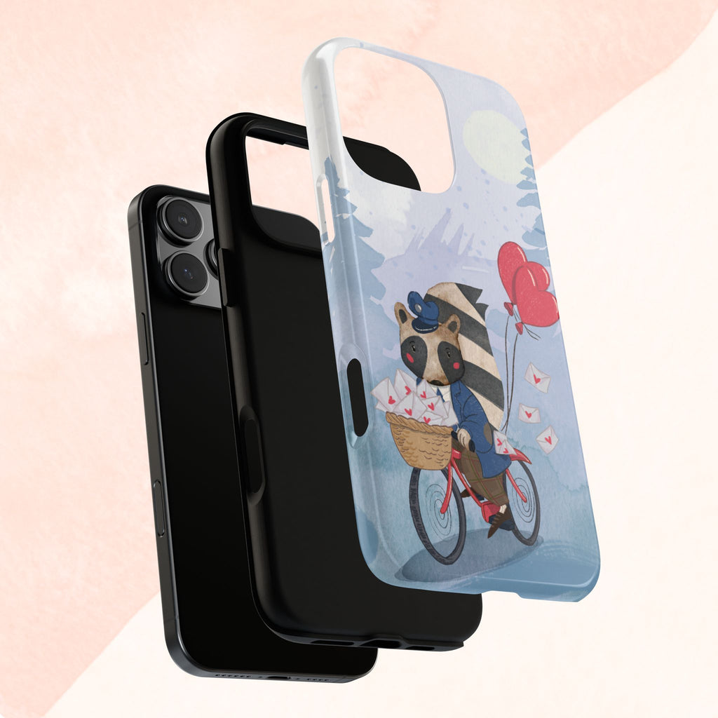 Cute Raccoon Phone Case, Tough Case for Animal Lovers, Valentine's Day Gift, Whimsical Phone Accessory, Gifts for Kids