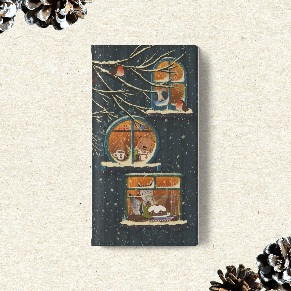 Cozy Winter Cottage Wallet Case, Cute Animals Flip Cover, Vegan Leather, Cozy Vibes, Gift Idea for iPhone 11 12 13 14 15 16, Galaxy S21 S22
