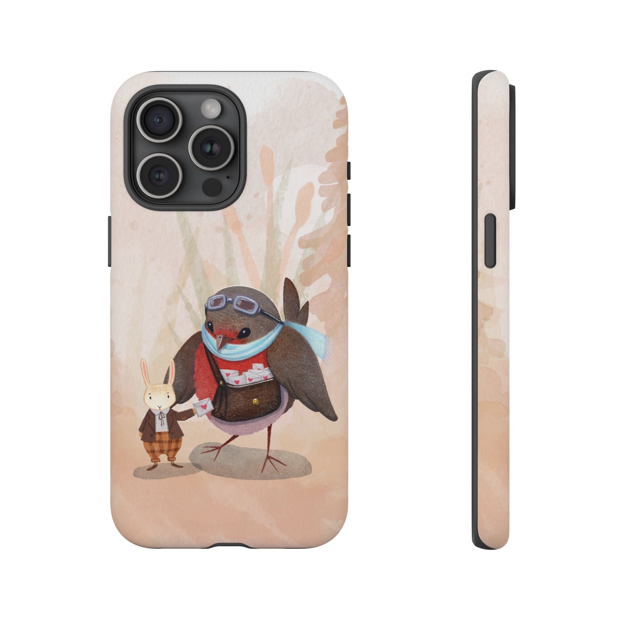Whimsical Animal Phone Case, Cute Bird and Rabbit Design, Animal Lovers Gift, Nature-Themed Accessory, Eco-Friendly Tech Cover