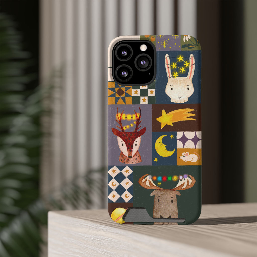 Magical Animal Phone Case with Card Holder - Cute Gift for Animal Lovers, Interesting Phone Accessory, Unique Holiday Gift, Nature-Inspired