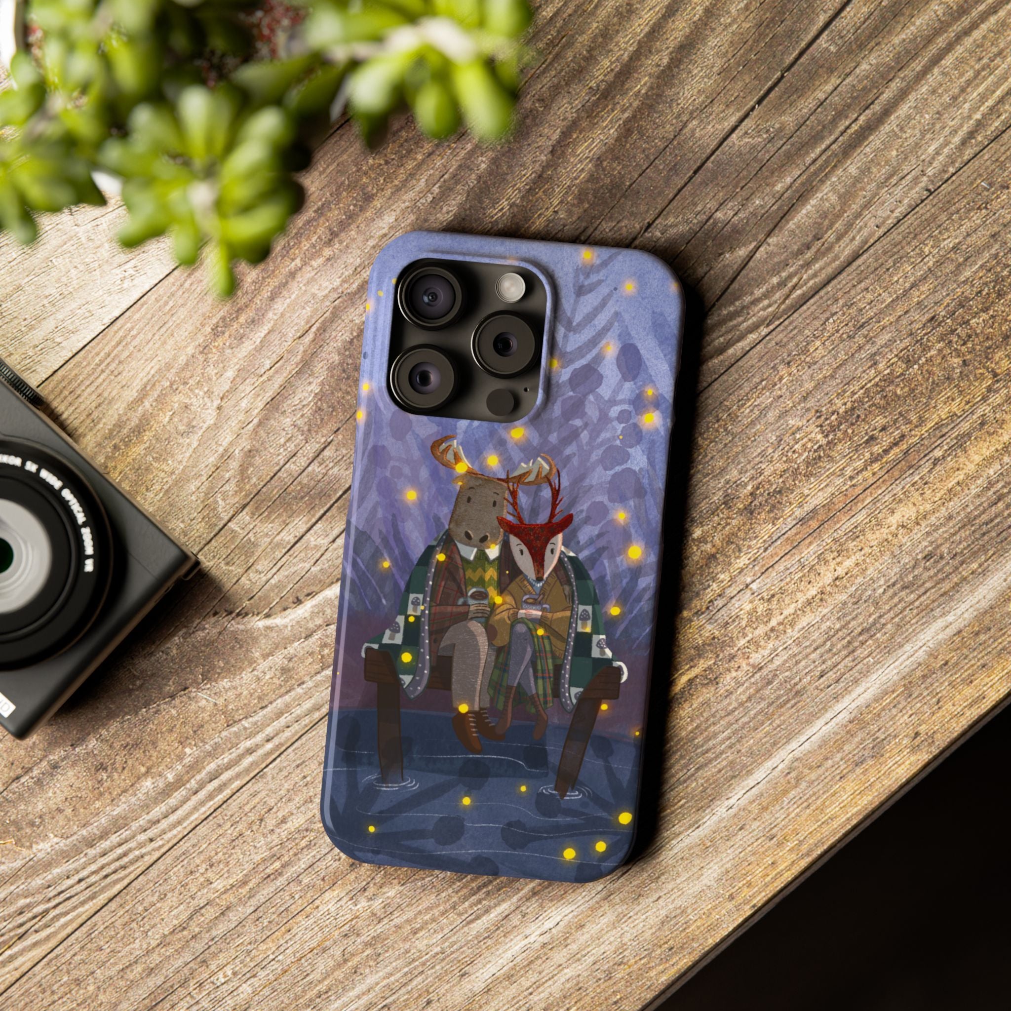 Whimsical Animal Love Slim Phone Cases, Cute Holiday Gifts, Cozy Home Decor, Nature Lover Accessories, Couples Gifts