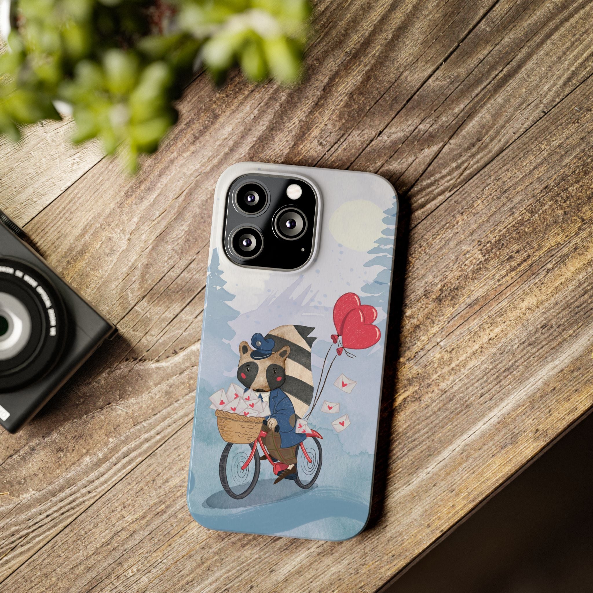 Whimsical Raccoon Slim Phone Case | Cute Animal Design | Perfect for Nature Lovers, Gifts, Birthdays, Valentines Day, Everyday Use