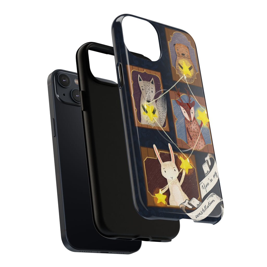 Celestial Animal Stars iPhone Case, Tough Magnetic Cover, Nature Theme, Unique Cute Animal Gifts, iPhone 14 15 16 pro max