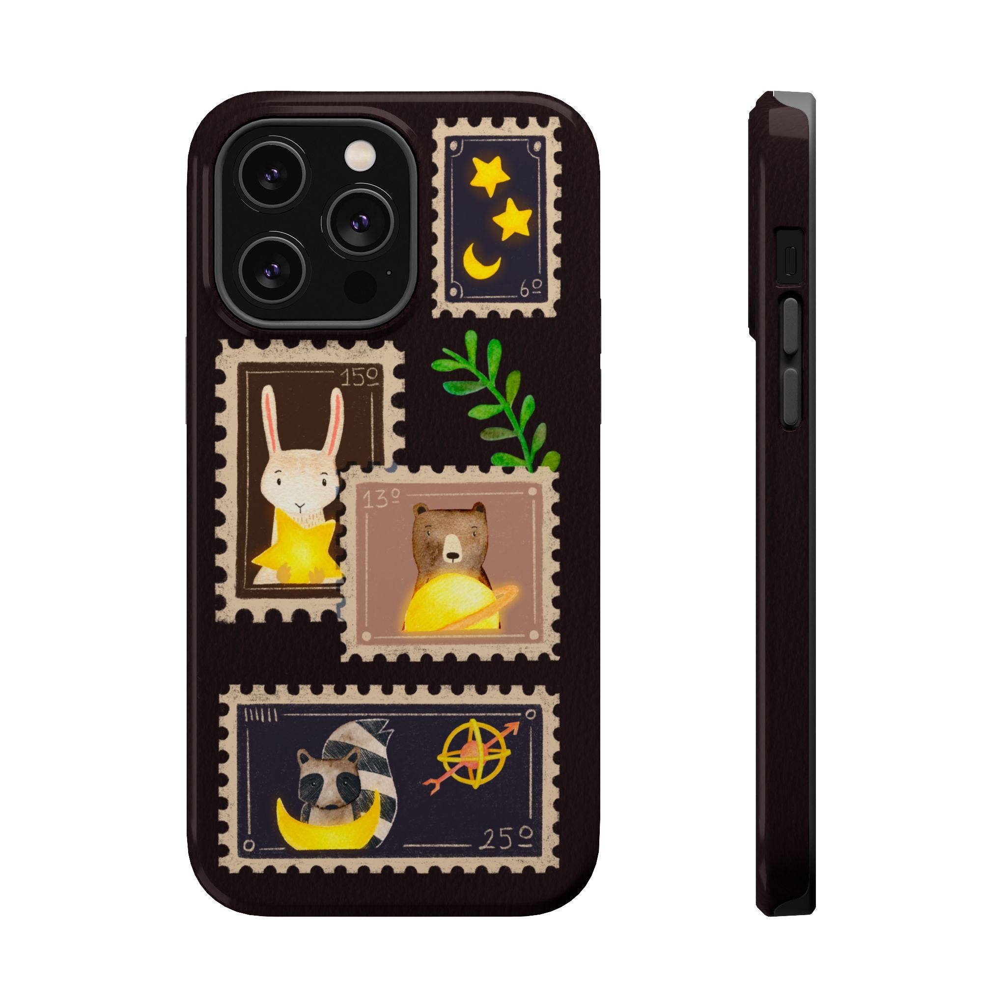 Cute Animal Stamp Phone Case, Quirky Gift for Animal Lovers, Personalized Case for Holidays, Unique Phone Accessory