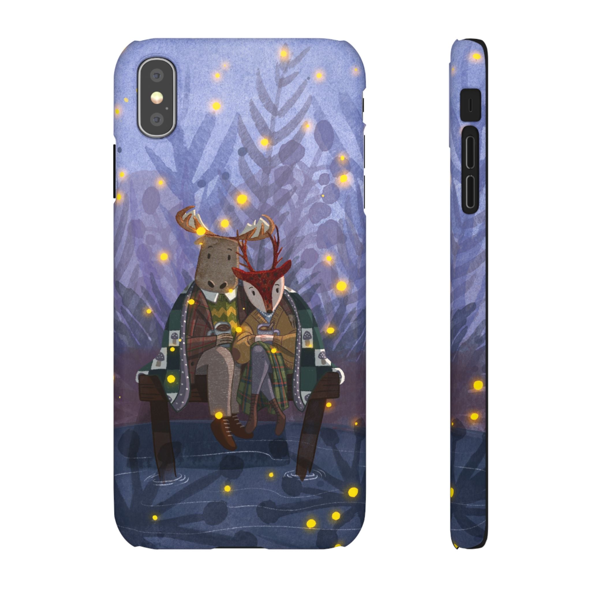 Whimsical Animal Lovers Snap Cases - Cozy Phone Protection, Gift for Nature Lovers, Holiday Decor, Cute Character Design, Animal Couple