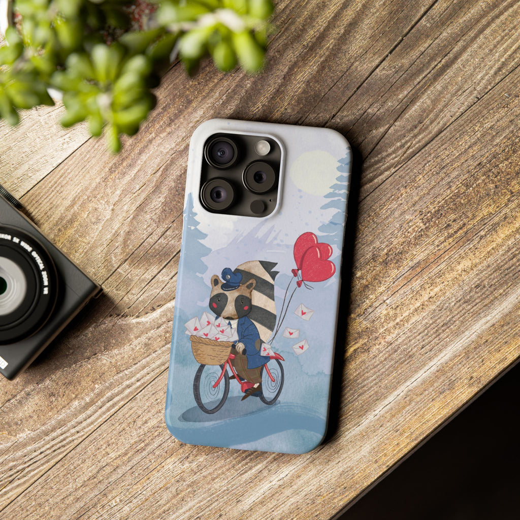Whimsical Raccoon Slim Phone Case | Cute Animal Design | Perfect for Nature Lovers, Gifts, Birthdays, Valentines Day, Everyday Use