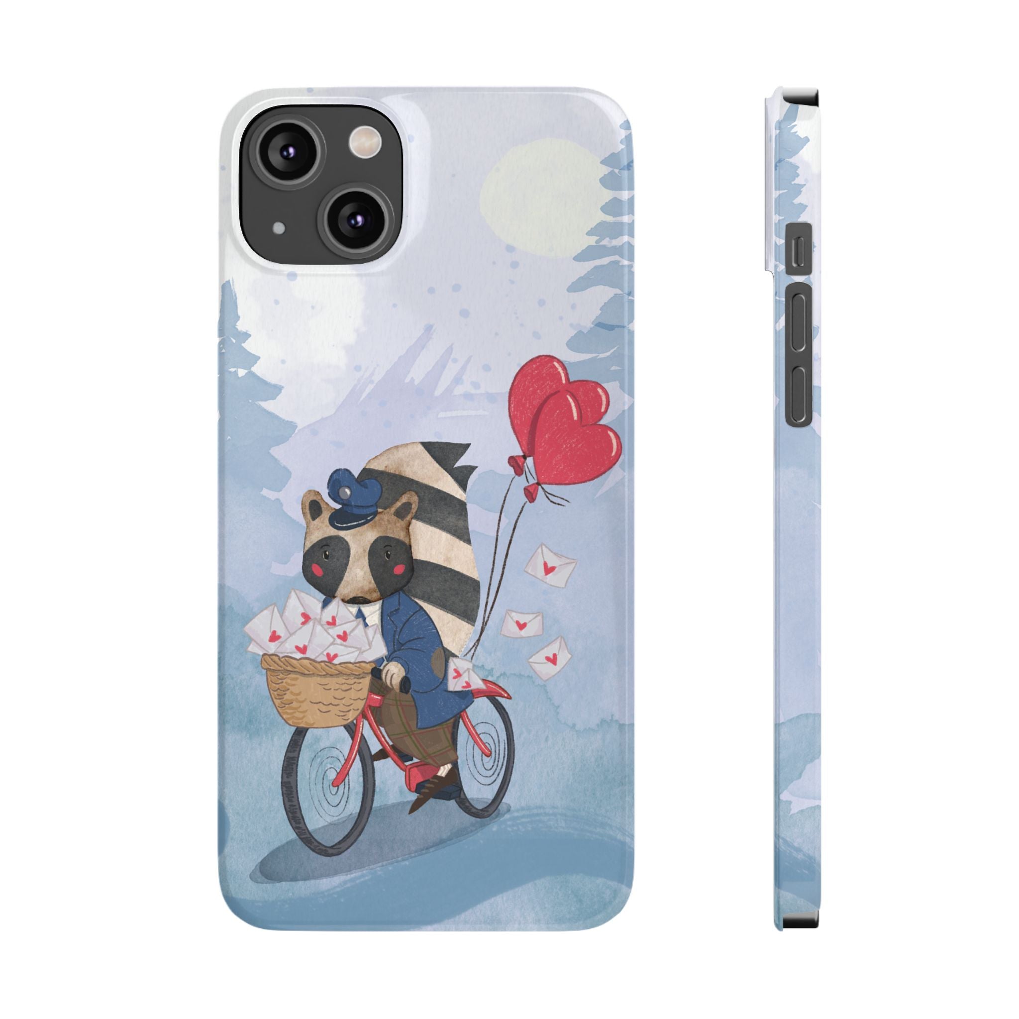 Whimsical Raccoon Slim Phone Case | Cute Animal Design | Perfect for Nature Lovers, Gifts, Birthdays, Valentines Day, Everyday Use