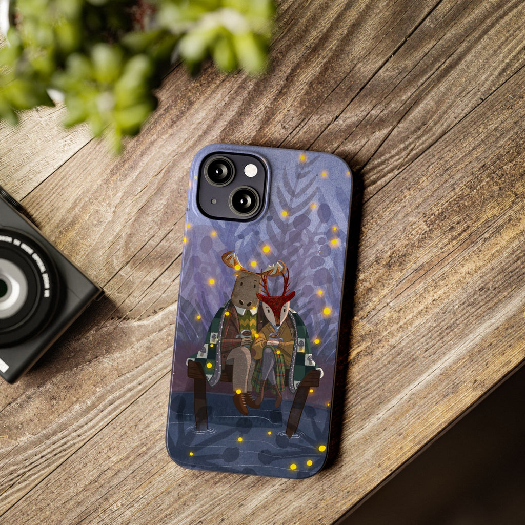 Whimsical Animal Love Slim Phone Cases, Cute Holiday Gifts, Cozy Home Decor, Nature Lover Accessories, Couples Gifts