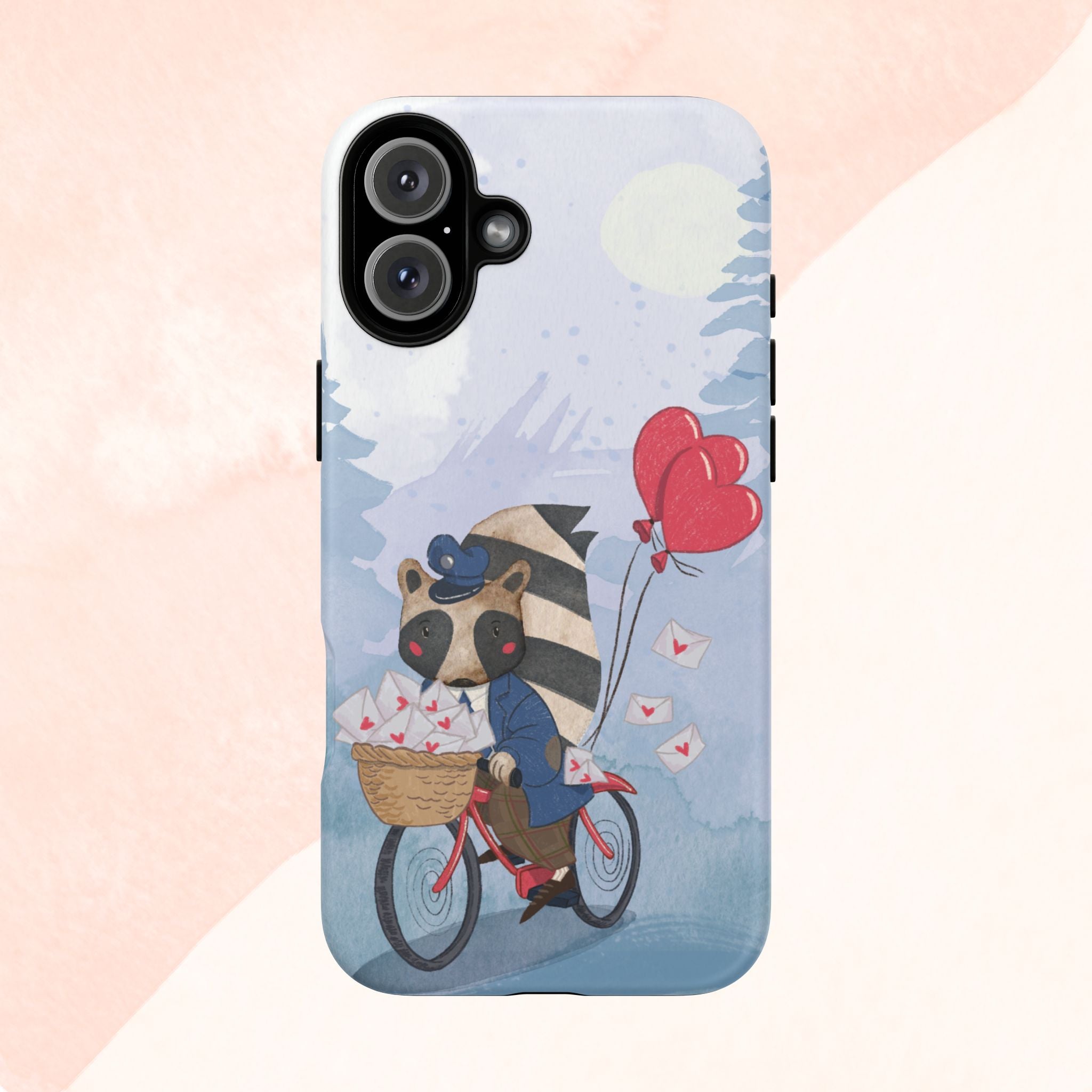 Cute Raccoon Phone Case, Tough Case for Animal Lovers, Valentine's Day Gift, Whimsical Phone Accessory, Gifts for Kids