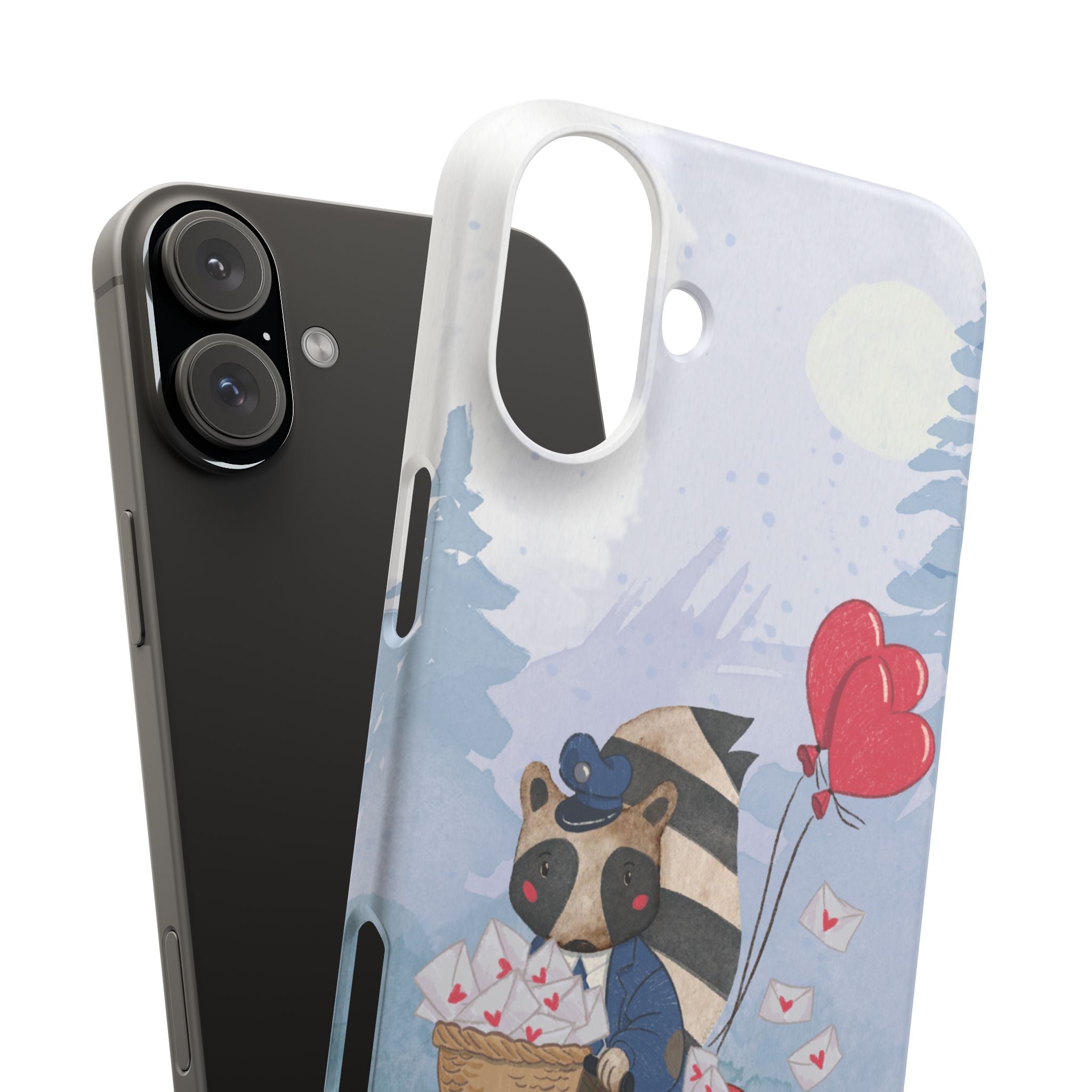 Whimsical Animal Snap Case with Love Balloons, Cute Phone Case, Valentine's Day Gift, Animal Lover Accessory, Creative Phone Cover