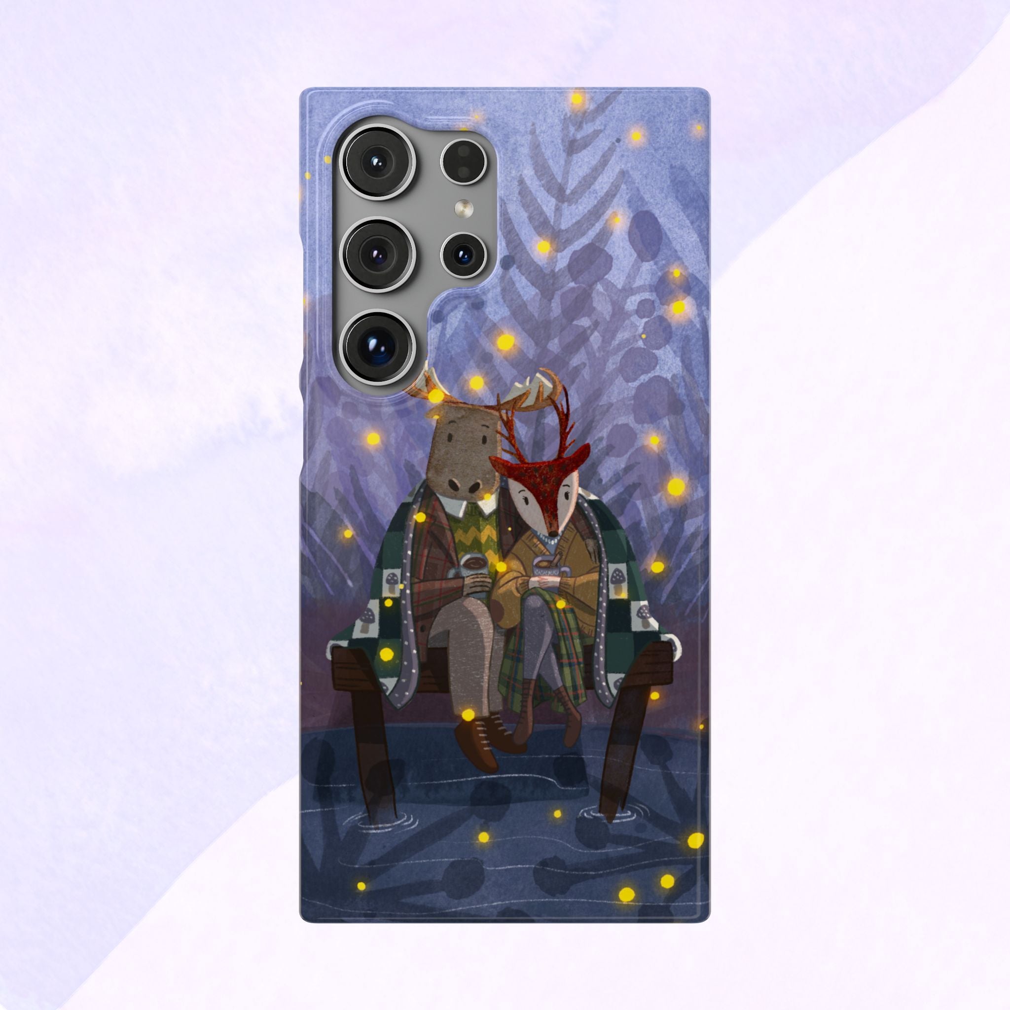 Whimsical Animal Lovers Snap Cases - Cozy Phone Protection, Gift for Nature Lovers, Holiday Decor, Cute Character Design, Animal Couple