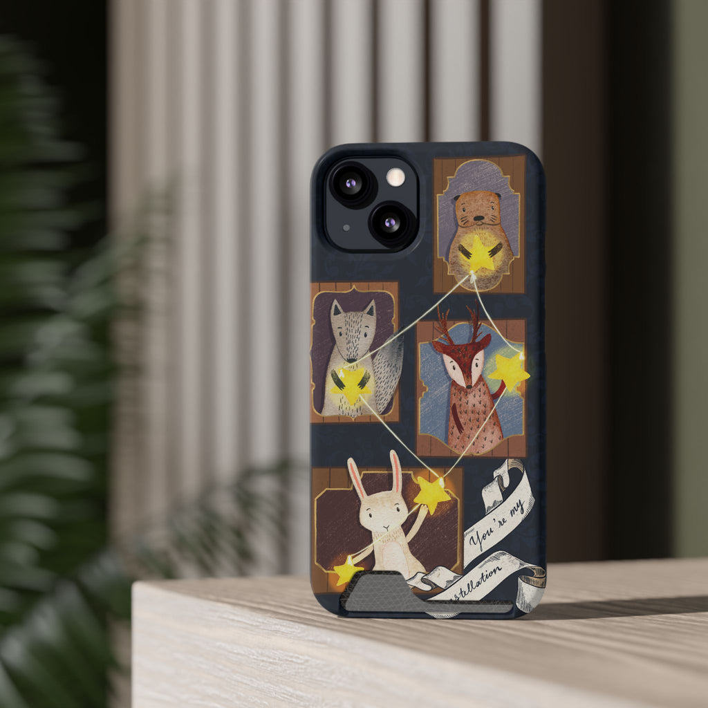 Whimsical Animal Phone Case with Card Holder, Cute Animal Design, Card Storage Case, Ideal for Animal Lovers, Gift for Kids, Birthday