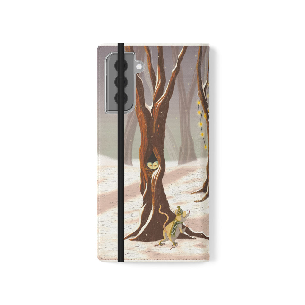 Winter Forest Tea Party Wallet Case, Woodland Animals Phone Flip Cover, Vegan Leather Case, iPhone 11 12 13 14 15 16, Galaxy Ultra S21 S22