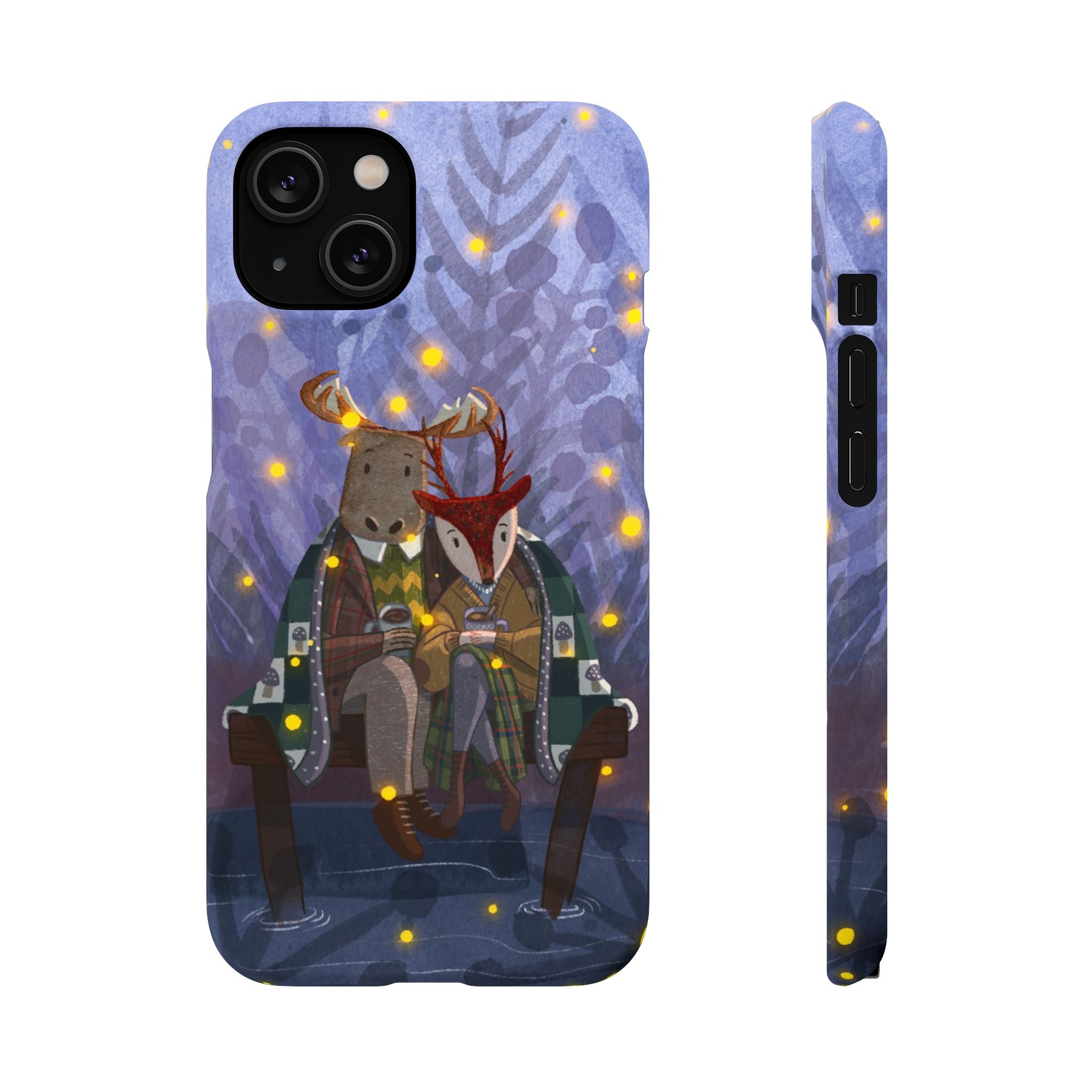 Whimsical Animal Lovers Snap Cases - Cozy Phone Protection, Gift for Nature Lovers, Holiday Decor, Cute Character Design, Animal Couple