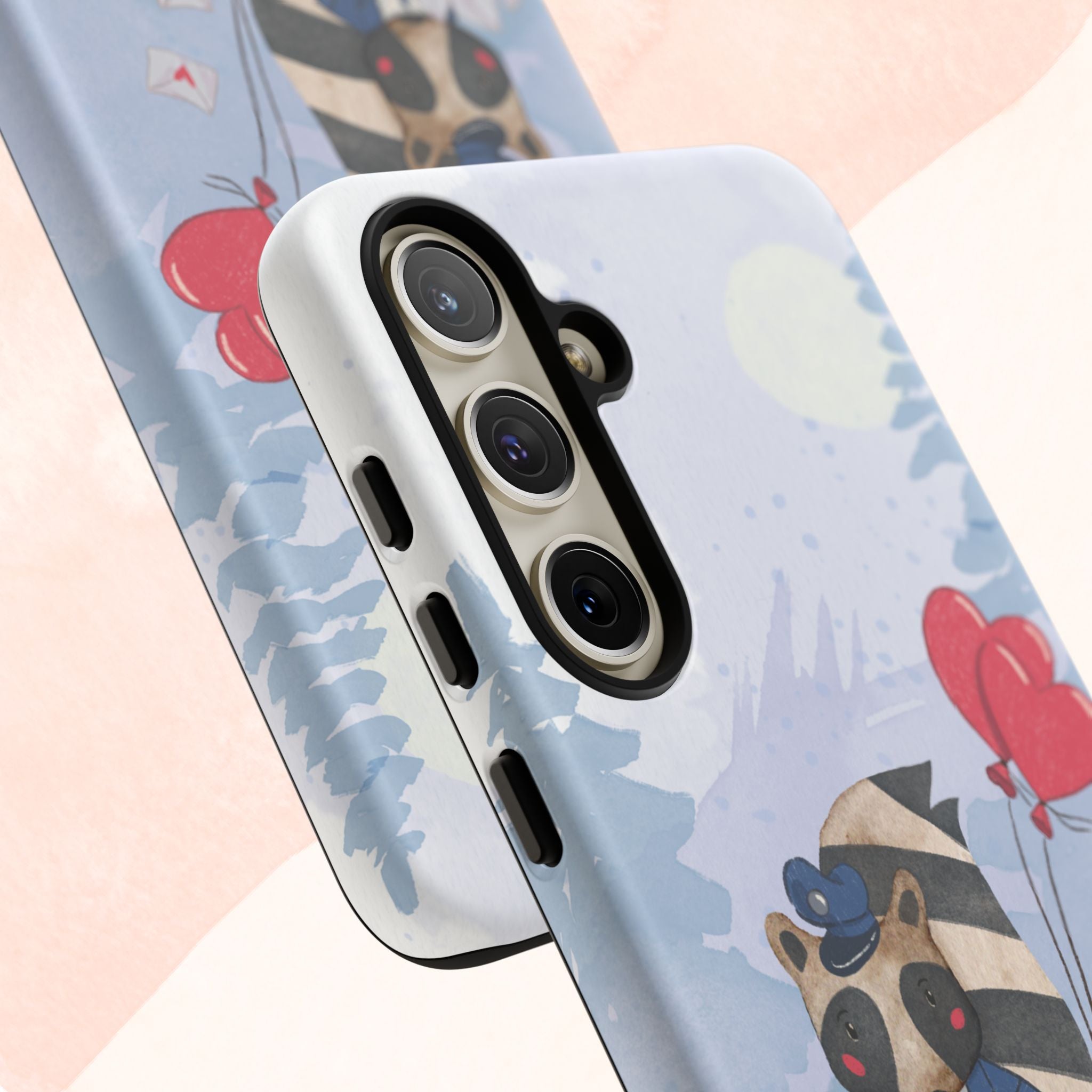 Cute Raccoon Phone Case, Tough Case for Animal Lovers, Valentine's Day Gift, Whimsical Phone Accessory, Gifts for Kids