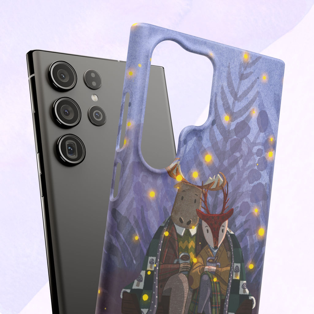 Whimsical Animal Lovers Snap Cases - Cozy Phone Protection, Gift for Nature Lovers, Holiday Decor, Cute Character Design, Animal Couple